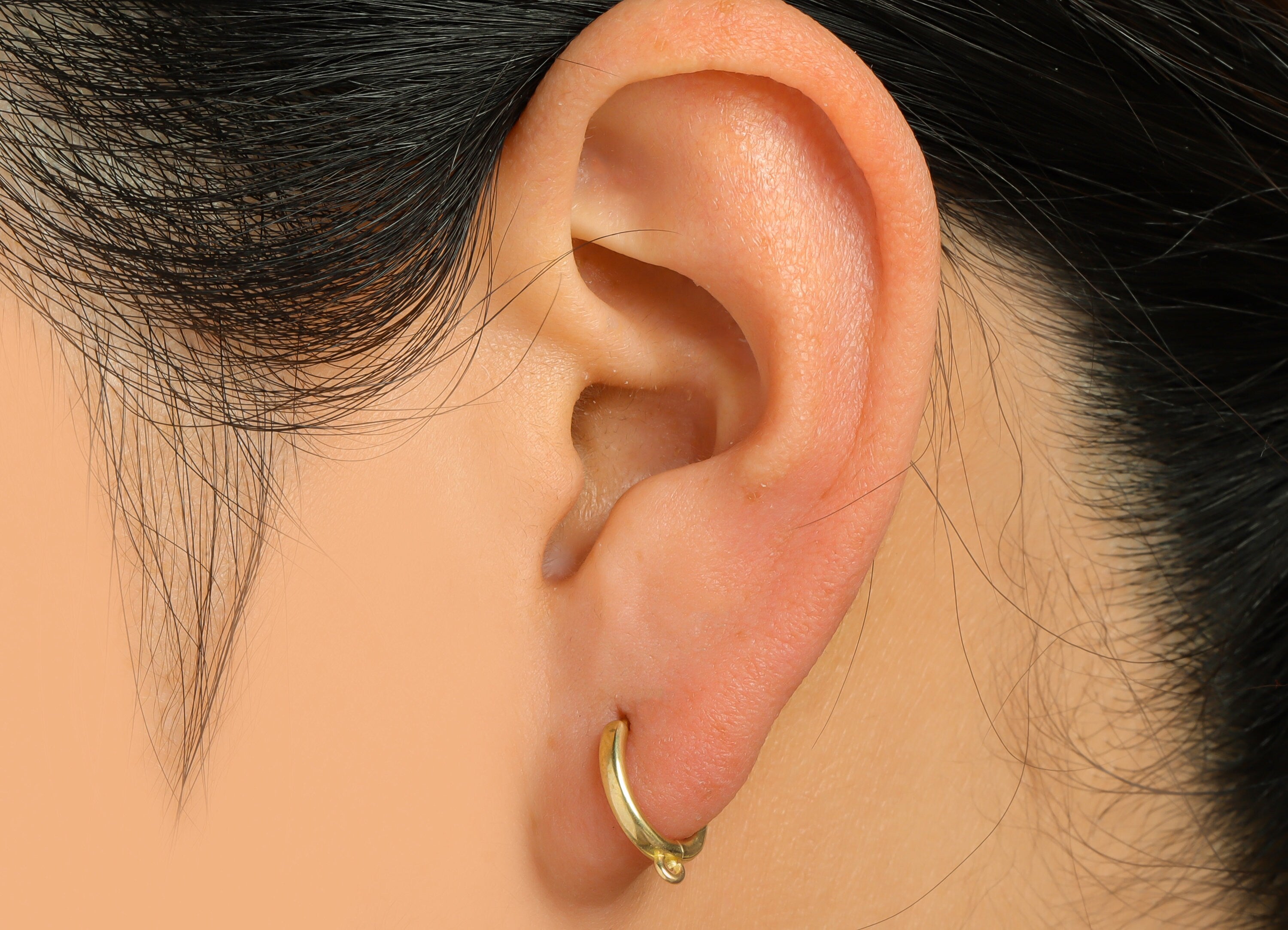 Brass Round Huggie Hoop Earring - Raw Brass Circle Wire Earring Clasp - Brass Hoop Earring With Loop - Clasp Hoop Earring - 13x11x2mm-PP9636 - DOMEDBAZAAR