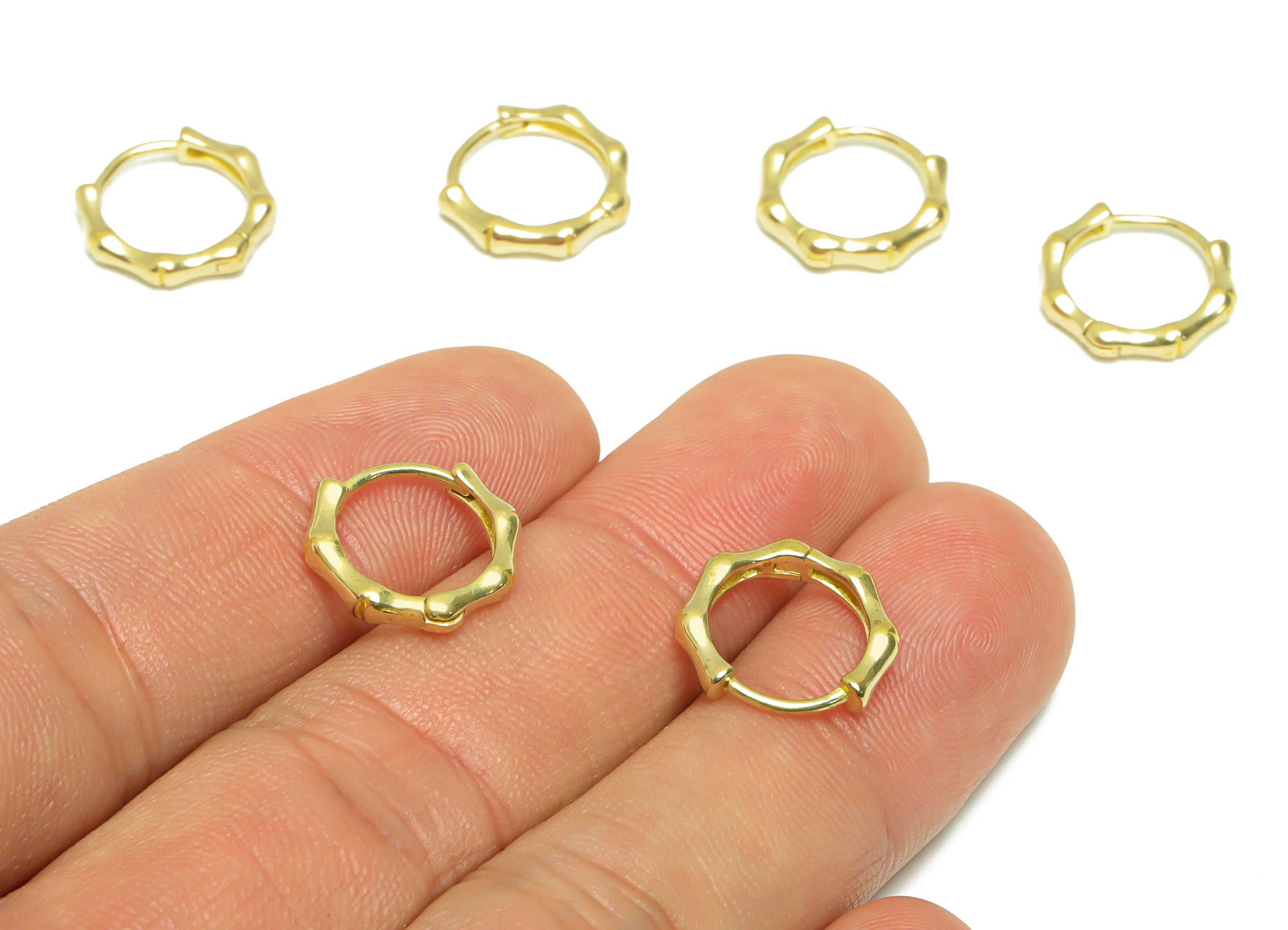 Brass Round Huggie Hoop Earring - Raw Brass Bamboo Wire Earring Clasp - Brass Clasp Earring - Clasp Hoop Earring - 13.9x13.02x2.5mm - PP9673 - DOMEDBAZAAR