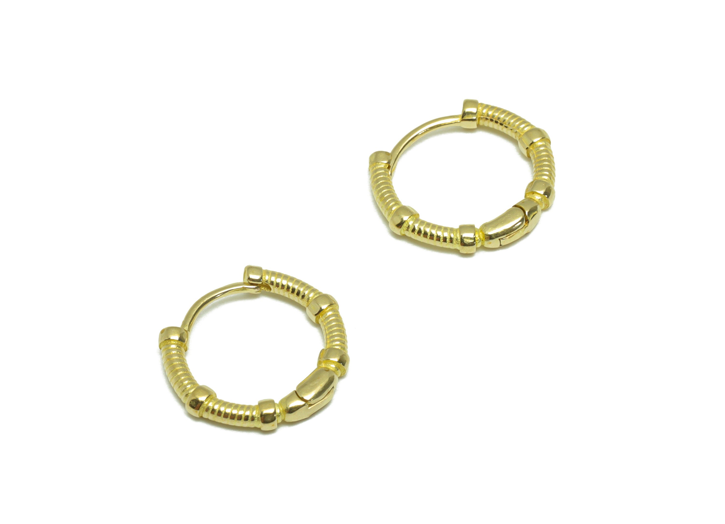 Brass Round Huggie Hoop Earring - Raw Brass Textured Wire Earring Clasp - Brass Clasp Earring - Clasp Hoop Earring - 14x12.7x2.1mm - PP9672 - DOMEDBAZAAR