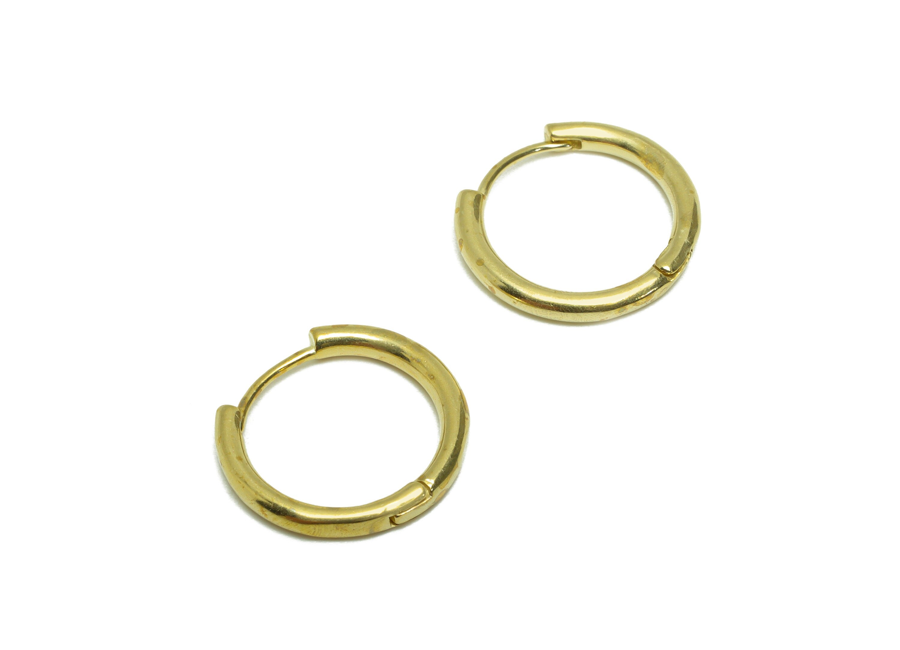 Brass Round Huggie Hoop Earring - Raw Brass Circle Wire Earring Clasp - Brass Clasp Earring - Clasp Hoop Earring - 15.63x14.6x2mm - PP9640 - DOMEDBAZAAR