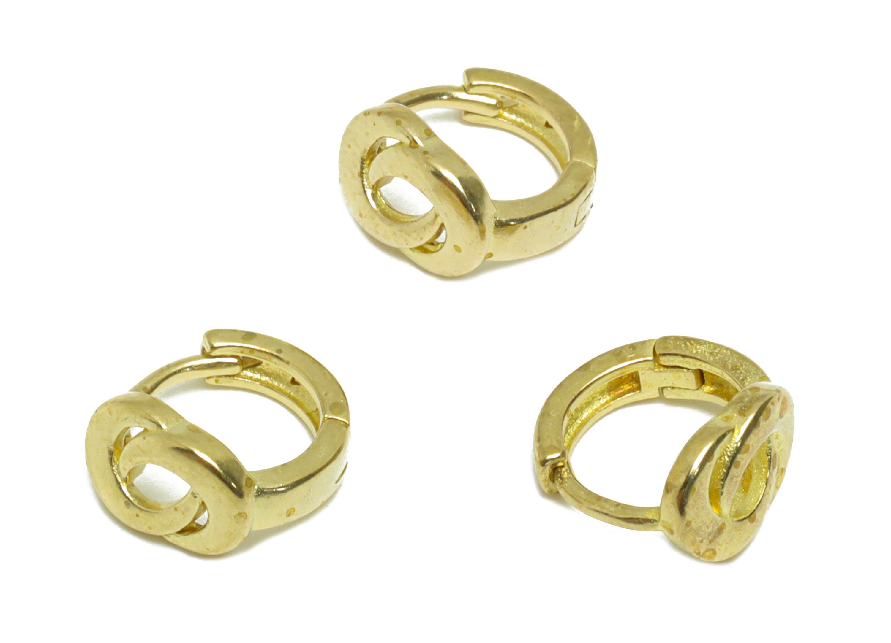 Brass Crescent Huggie Hoop Earring - Raw Brass Moon Wire Earring Clasp - Brass Textured Earring - Mini Hoop Earring - 9.8x8.7x6mm - PP9656 - DOMEDBAZAAR