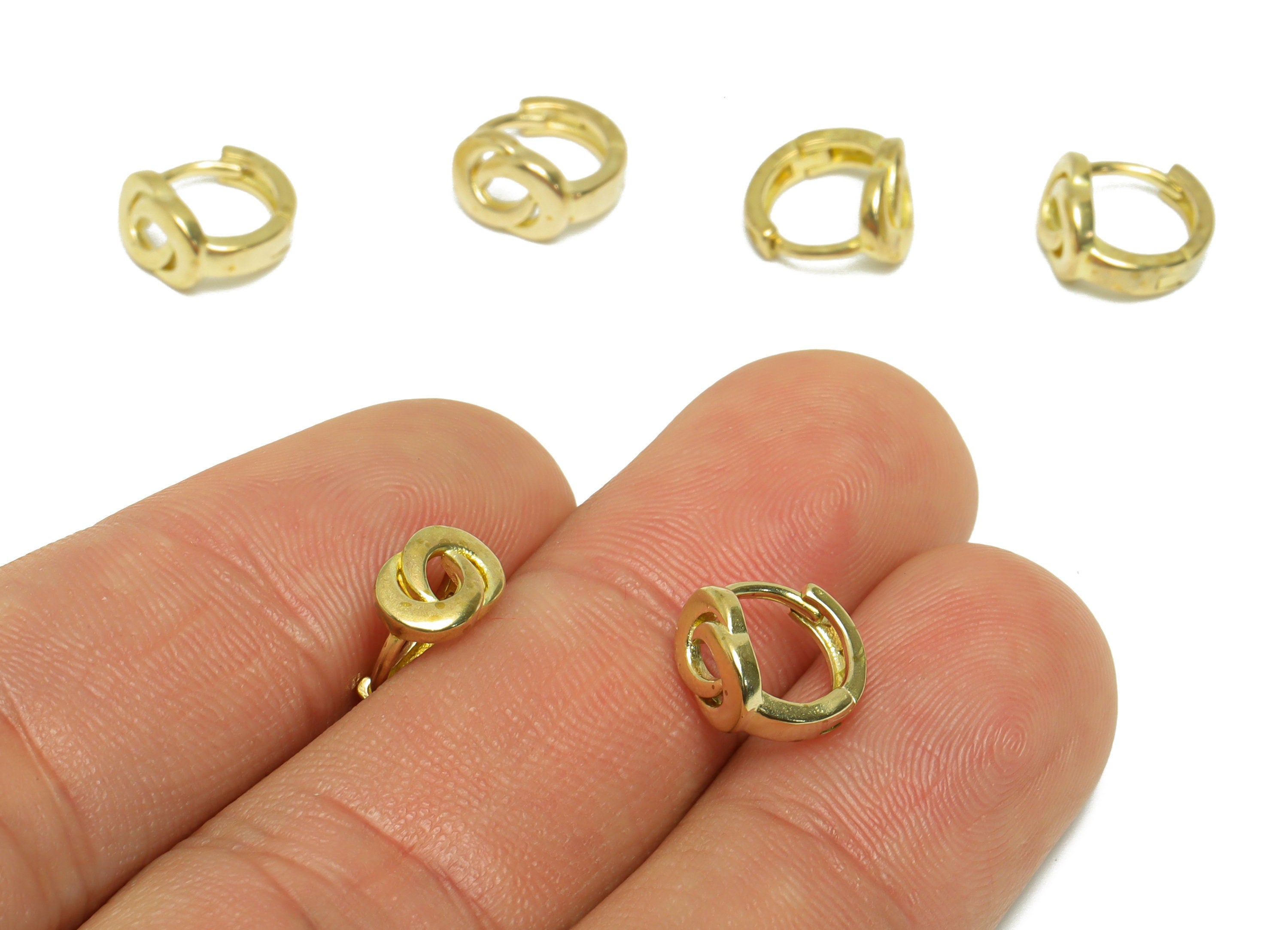 Brass Crescent Huggie Hoop Earring - Raw Brass Moon Wire Earring Clasp - Brass Textured Earring - Mini Hoop Earring - 9.8x8.7x6mm - PP9656 - DOMEDBAZAAR