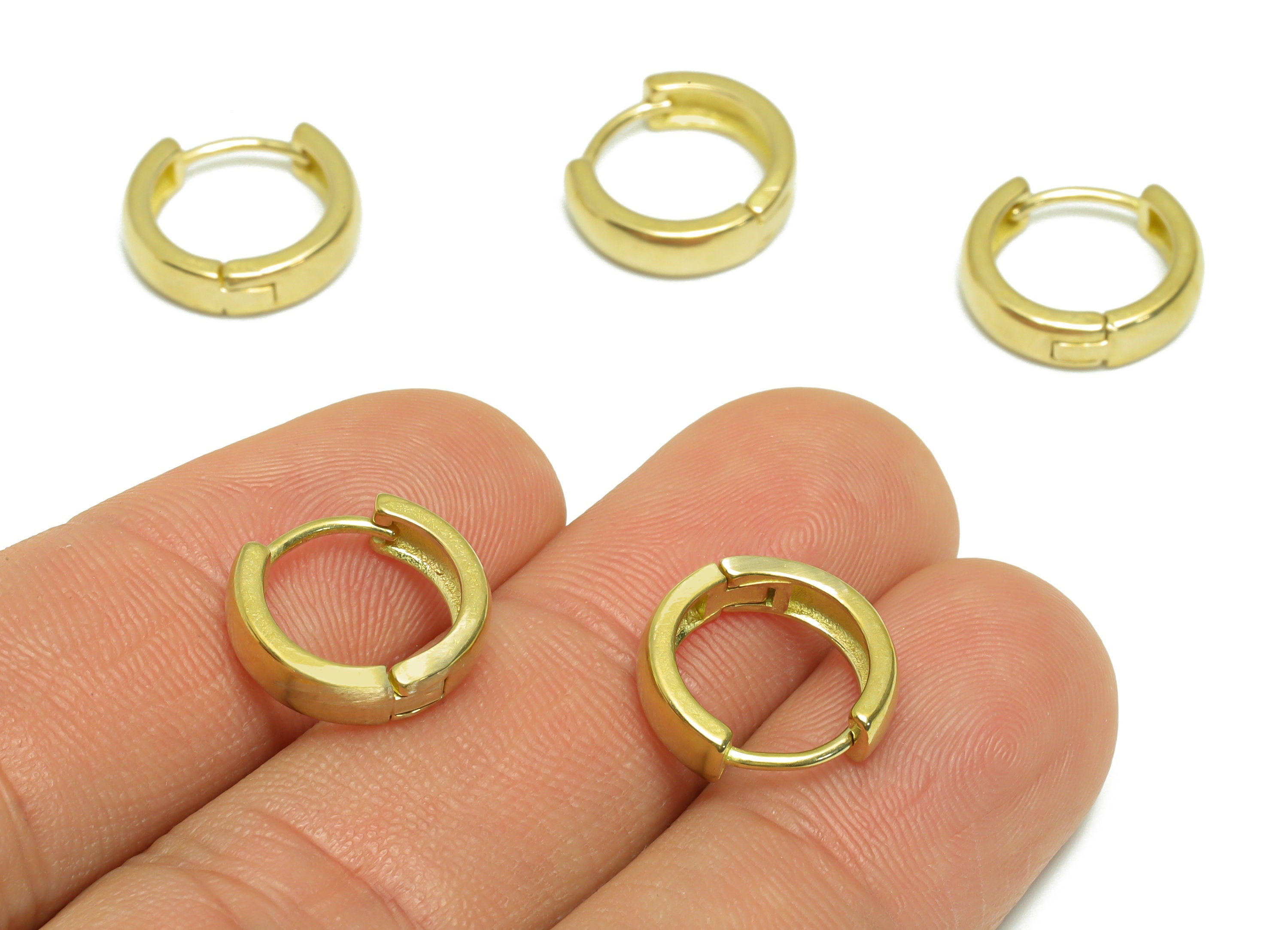 Brass Round Huggie Hoop Earring - Raw Brass Circle Wire Earring Clasp - Brass Geometry Earring - Mini Hoop Earring - 14.02x12.8x3mm - PP9725 - DOMEDBAZAAR