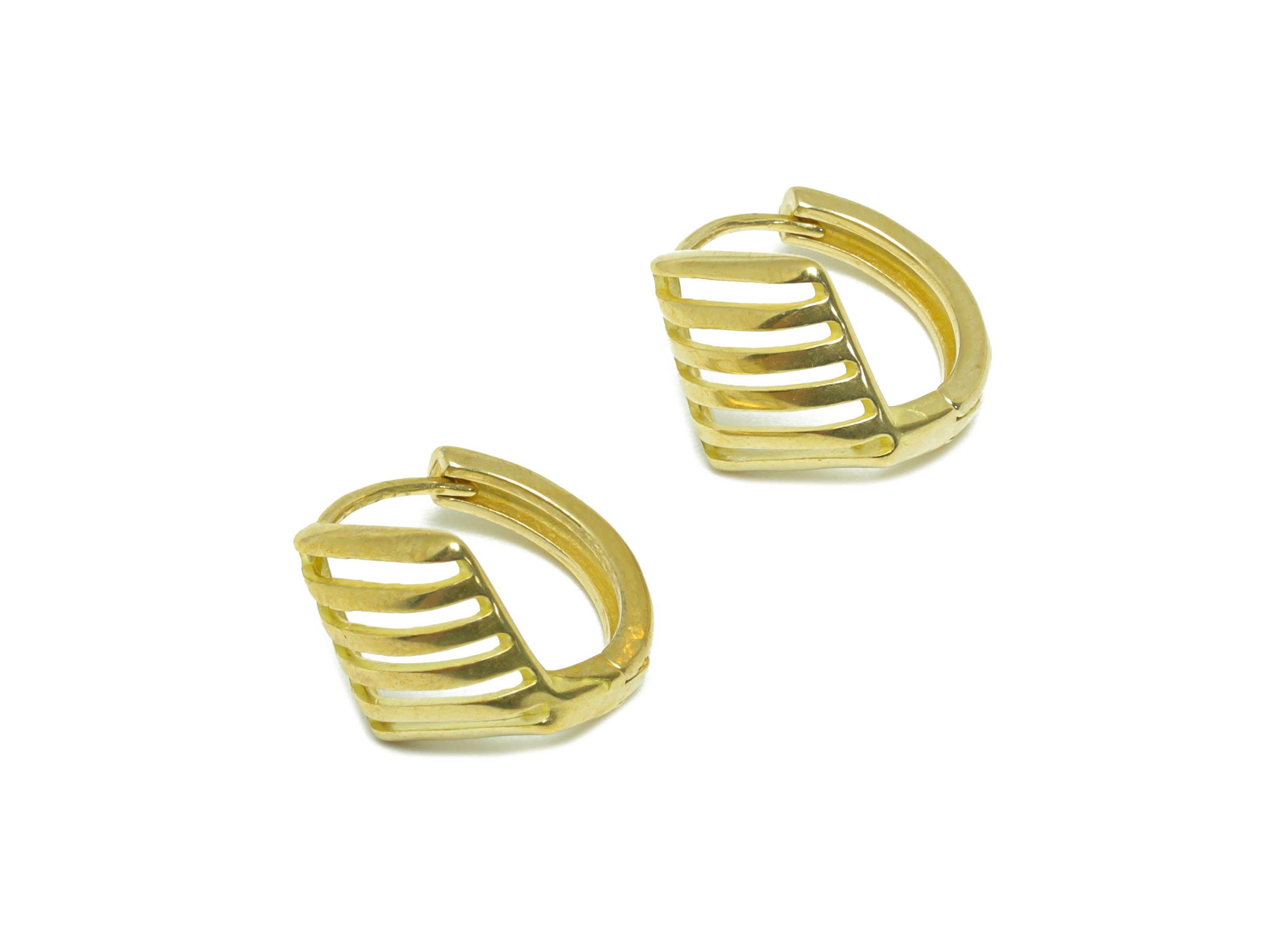 Brass Diamond Huggie Hoop Earring - Raw Brass Ring Hoop Wire Earring - Brass Rhombic Earring - Clasp Hoop Earring - 15x15x10.3mm - PP9712 - DOMEDBAZAAR