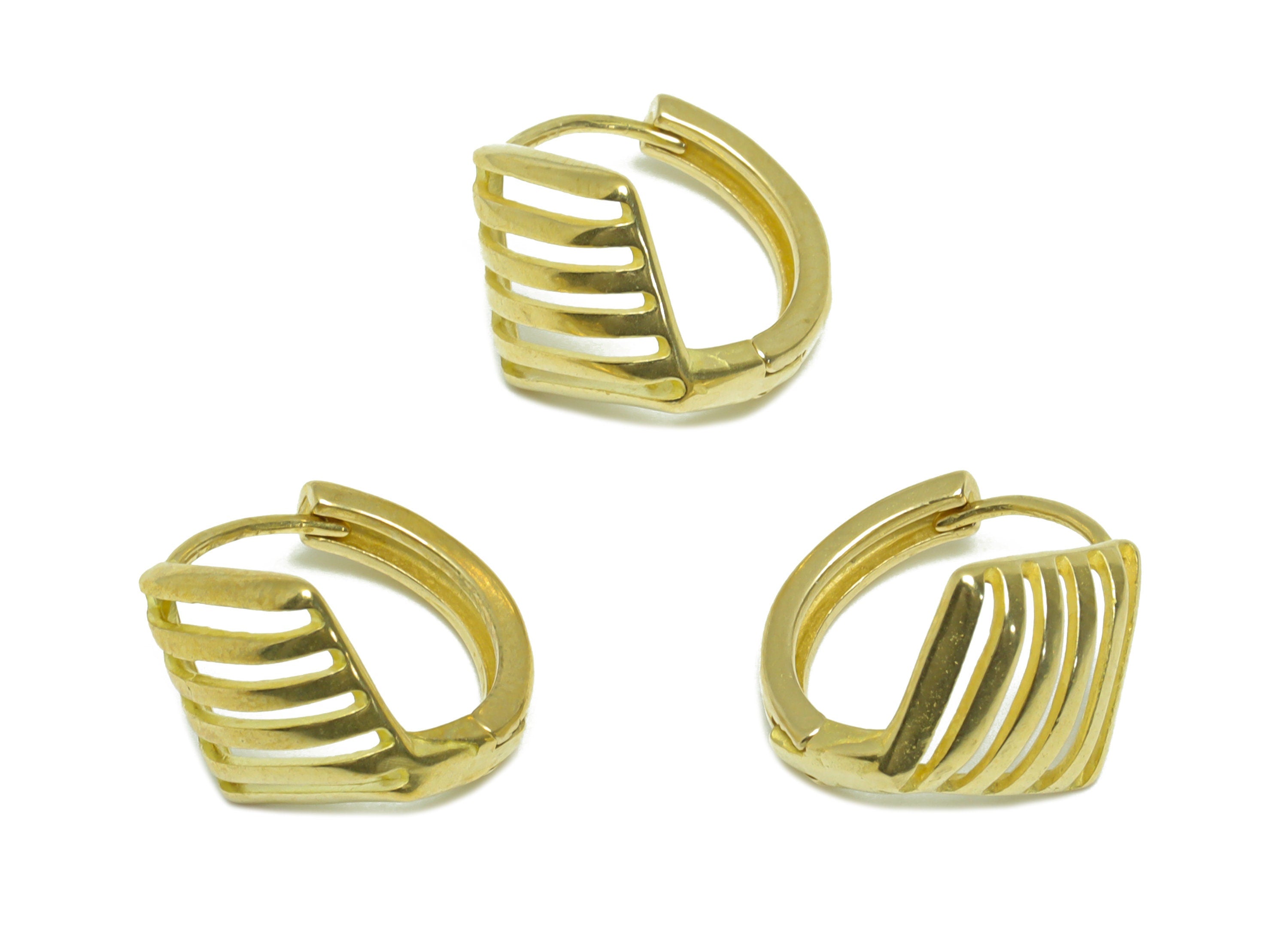 Brass Diamond Huggie Hoop Earring - Raw Brass Ring Hoop Wire Earring - Brass Rhombic Earring - Clasp Hoop Earring - 15x15x10.3mm - PP9712 - DOMEDBAZAAR