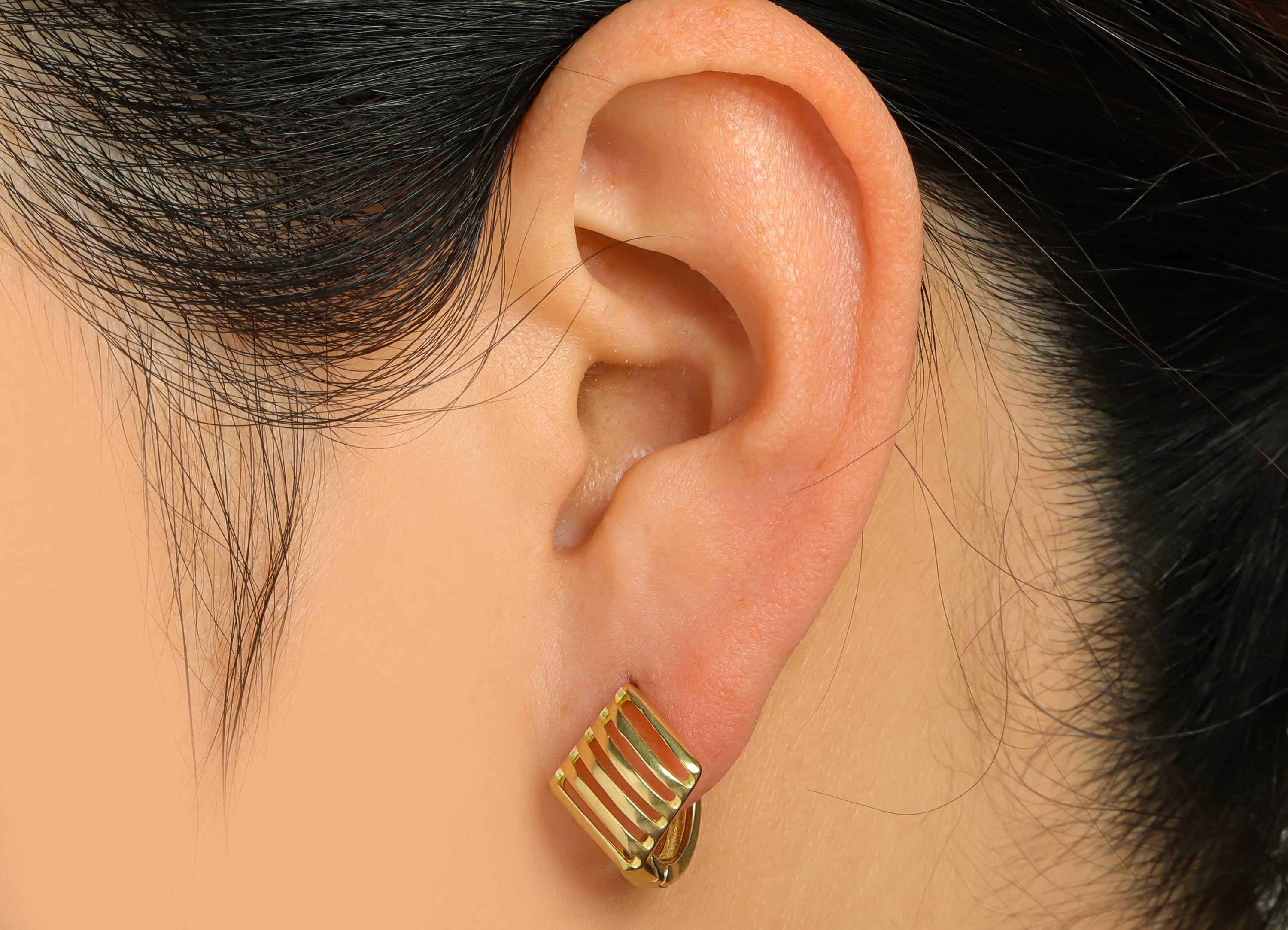 Brass Diamond Huggie Hoop Earring - Raw Brass Ring Hoop Wire Earring - Brass Rhombic Earring - Clasp Hoop Earring - 15x15x10.3mm - PP9712 - DOMEDBAZAAR