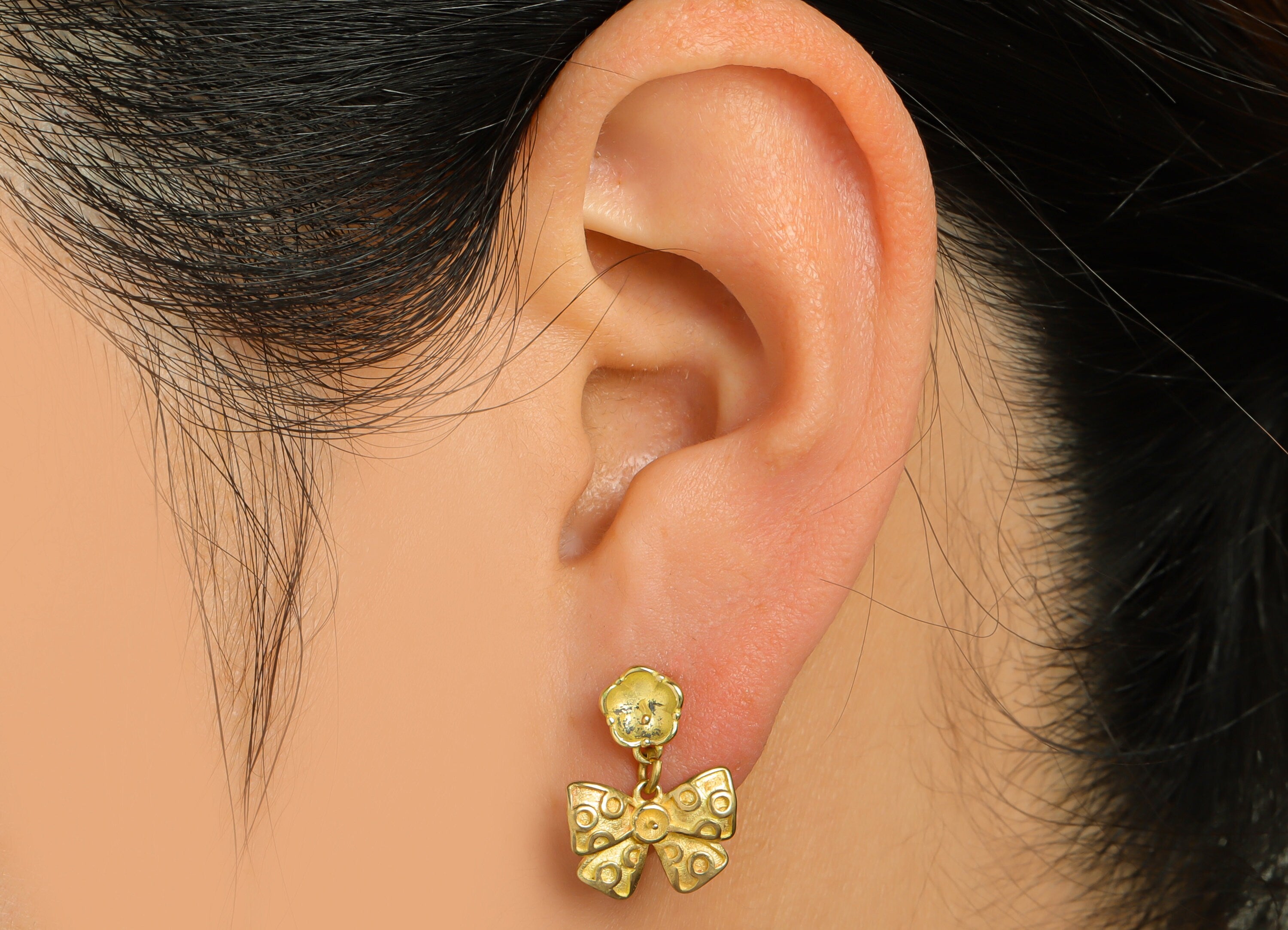 Brass Butterfly Bow Dangle Earring Stud - Raw Brass Flower Earring For Pearl - Brass Setting Bead Earring Post - 16.7x12x4mm - PP9717 - DOMEDBAZAAR