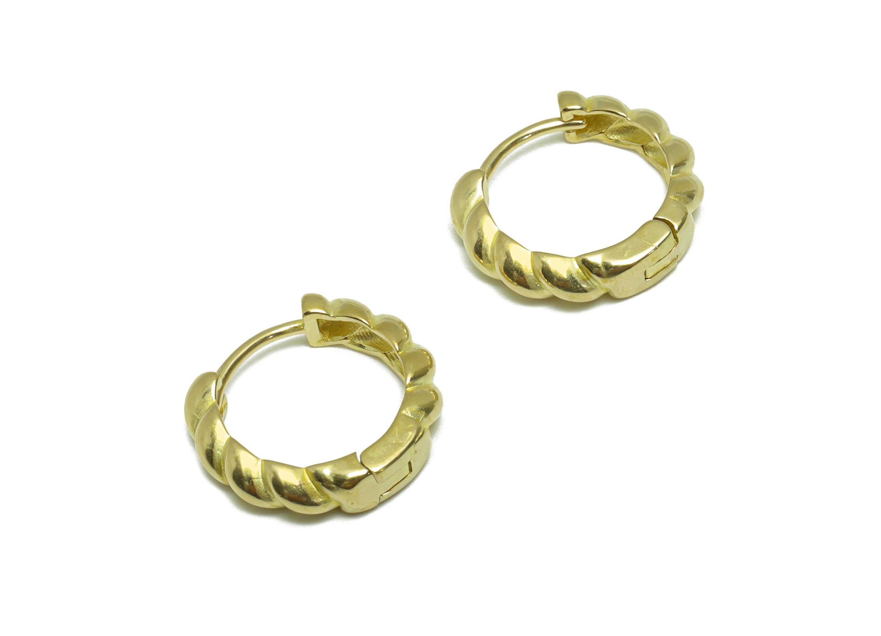 Brass Textured Huggie Hoop Earring - Raw Brass Twisted Wire Earring Clasp - Brass Geometry Hoop Earring - 16.6x15.3x3.9mm - PP9756 - DOMEDBAZAAR