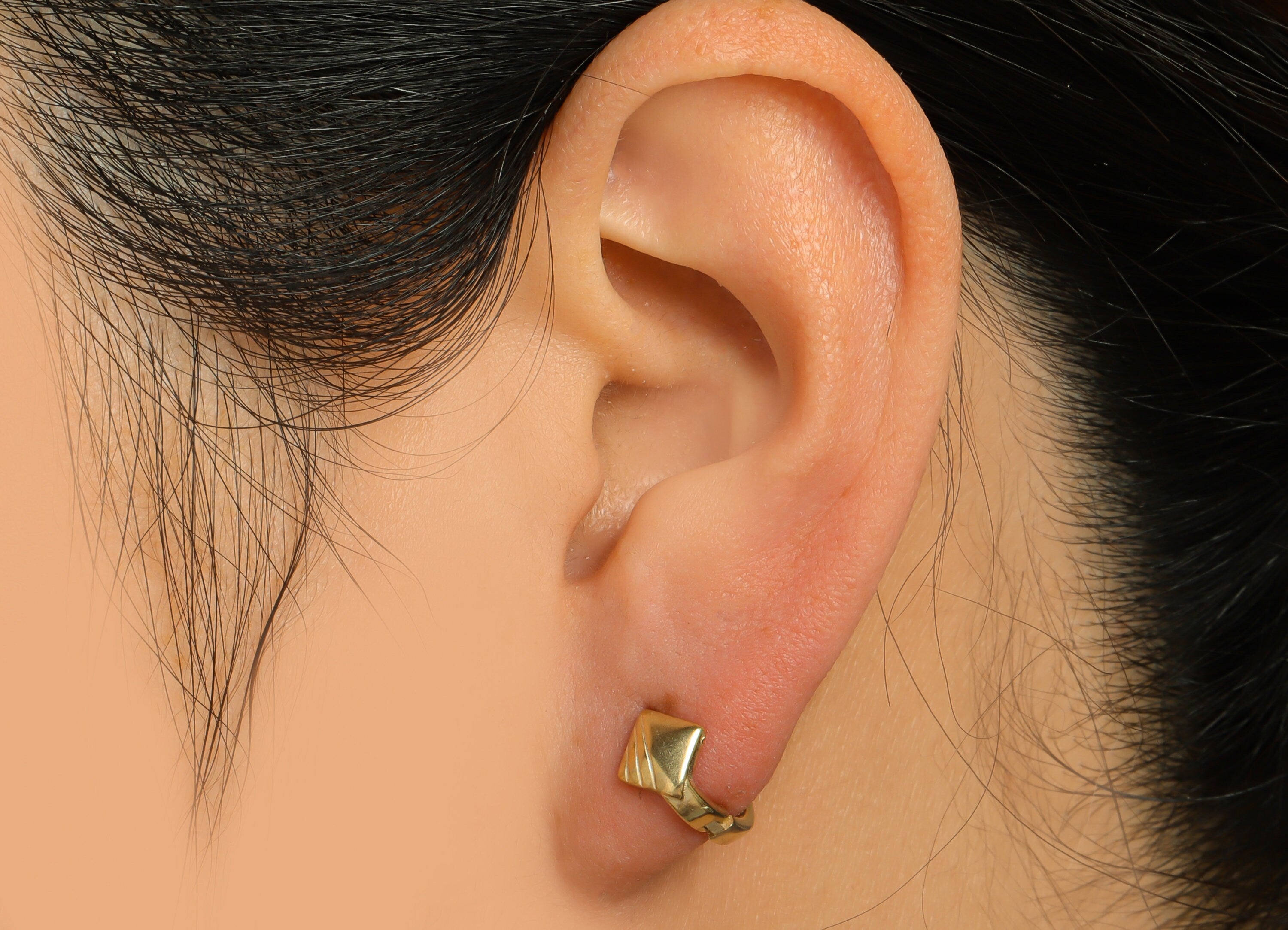 Brass Diamond Huggie Hoop Earring - Raw Brass Ring Hoop Wire Earring - Brass Rhombic Earring - Minimalist Hoop Earring - 10.1x9x7mm - PP9799 - DOMEDBAZAAR