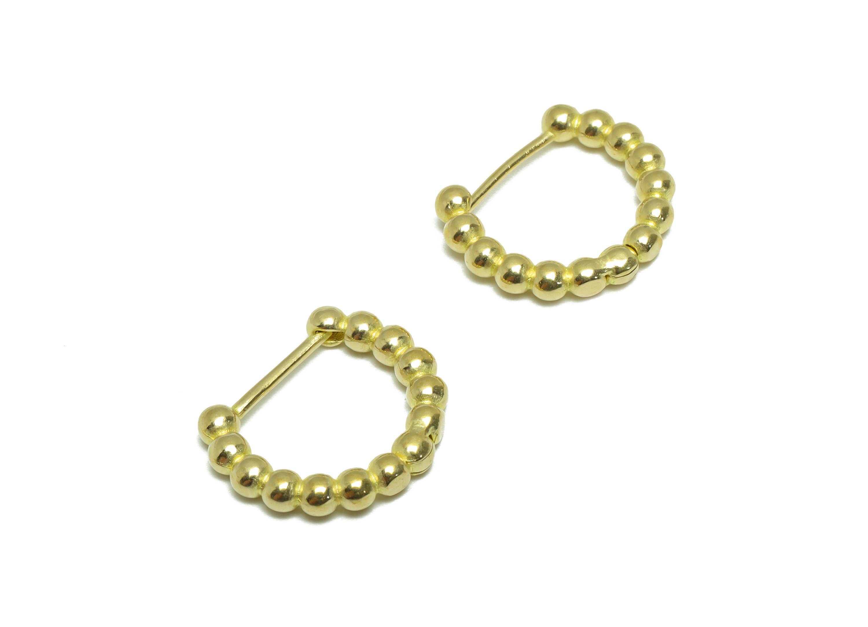 Balls Huggie Hoop C Earring - Raw Brass Circle Wire Earring Clasp - Brass Balls Hoop Huggie Earring - 17.4x15.1x2.92mm - PP9755 - DOMEDBAZAAR