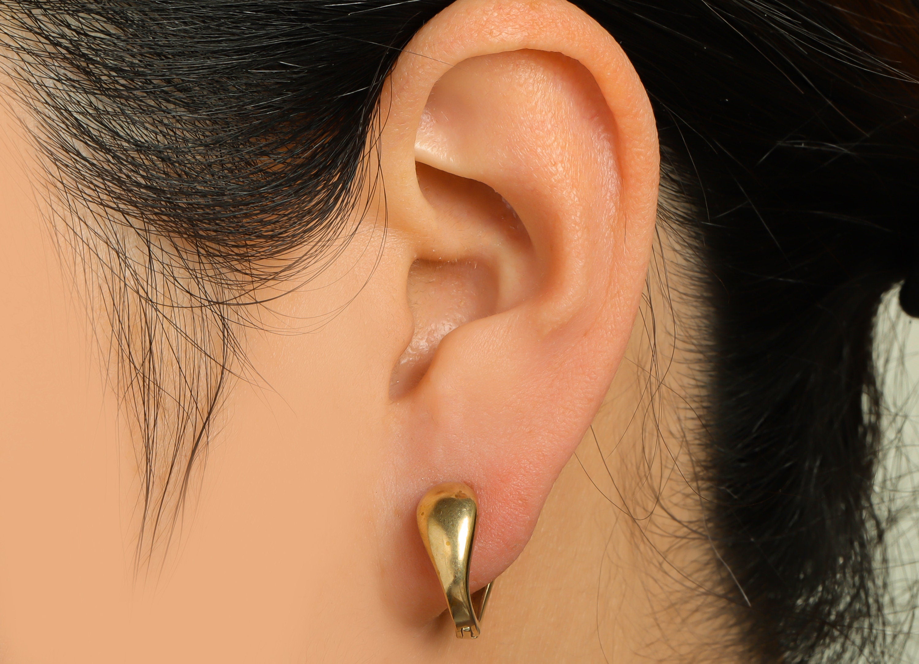 Brass Thick Huggie Hoop Earring - Raw Brass Drop Hoop Wire Earring - Brass Teardrop Huggie Hoop Earring - 17.5x14.9x6.6mm - PP9822 - DOMEDBAZAAR