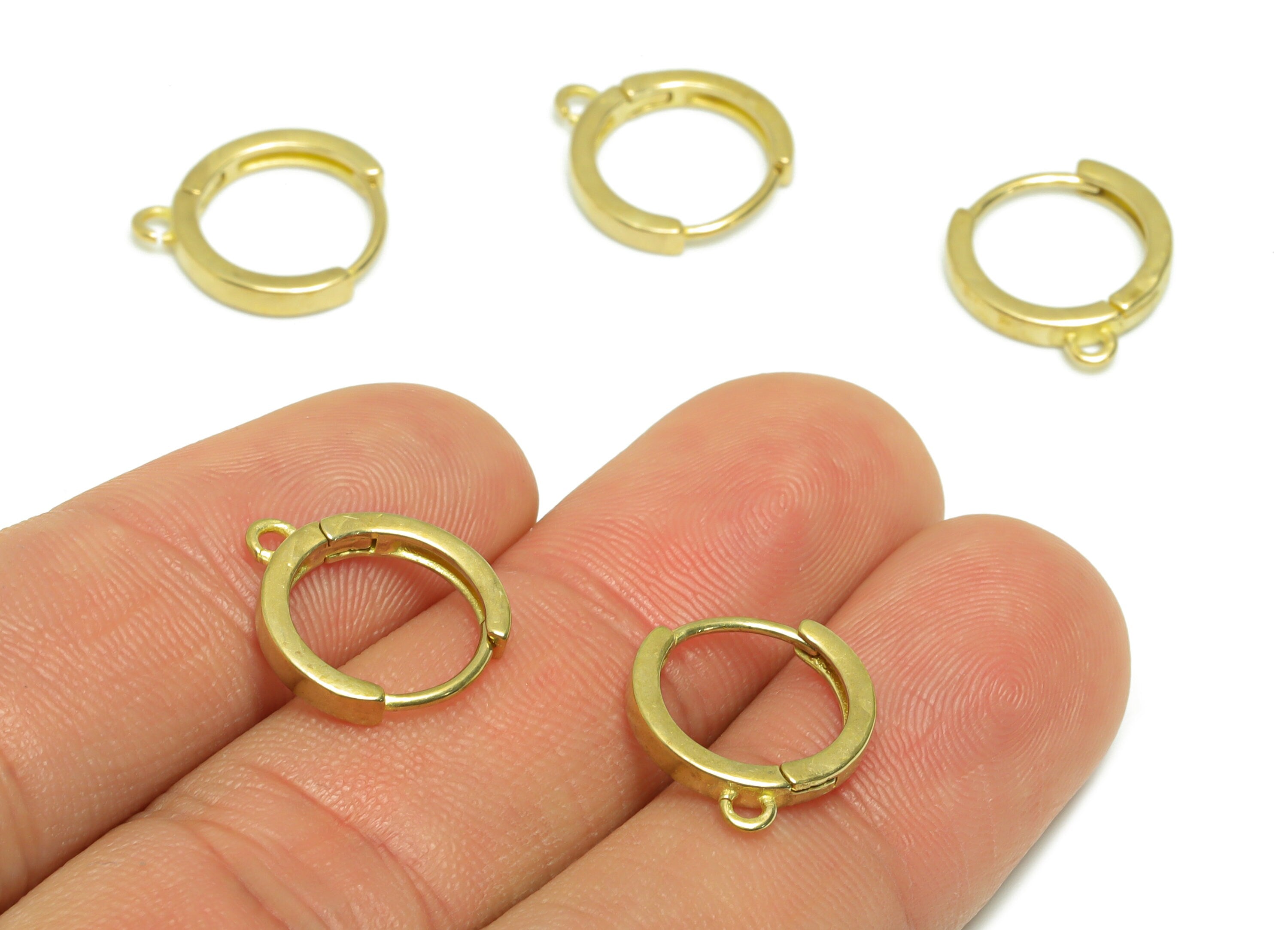 Brass Round Huggie Hoop Earring - Raw Brass Circle Hoop Wire Earring With Loop - Brass Minimalist Huggie Hoop Earring - 15.1x13x2mm - PP9805 - DOMEDBAZAAR