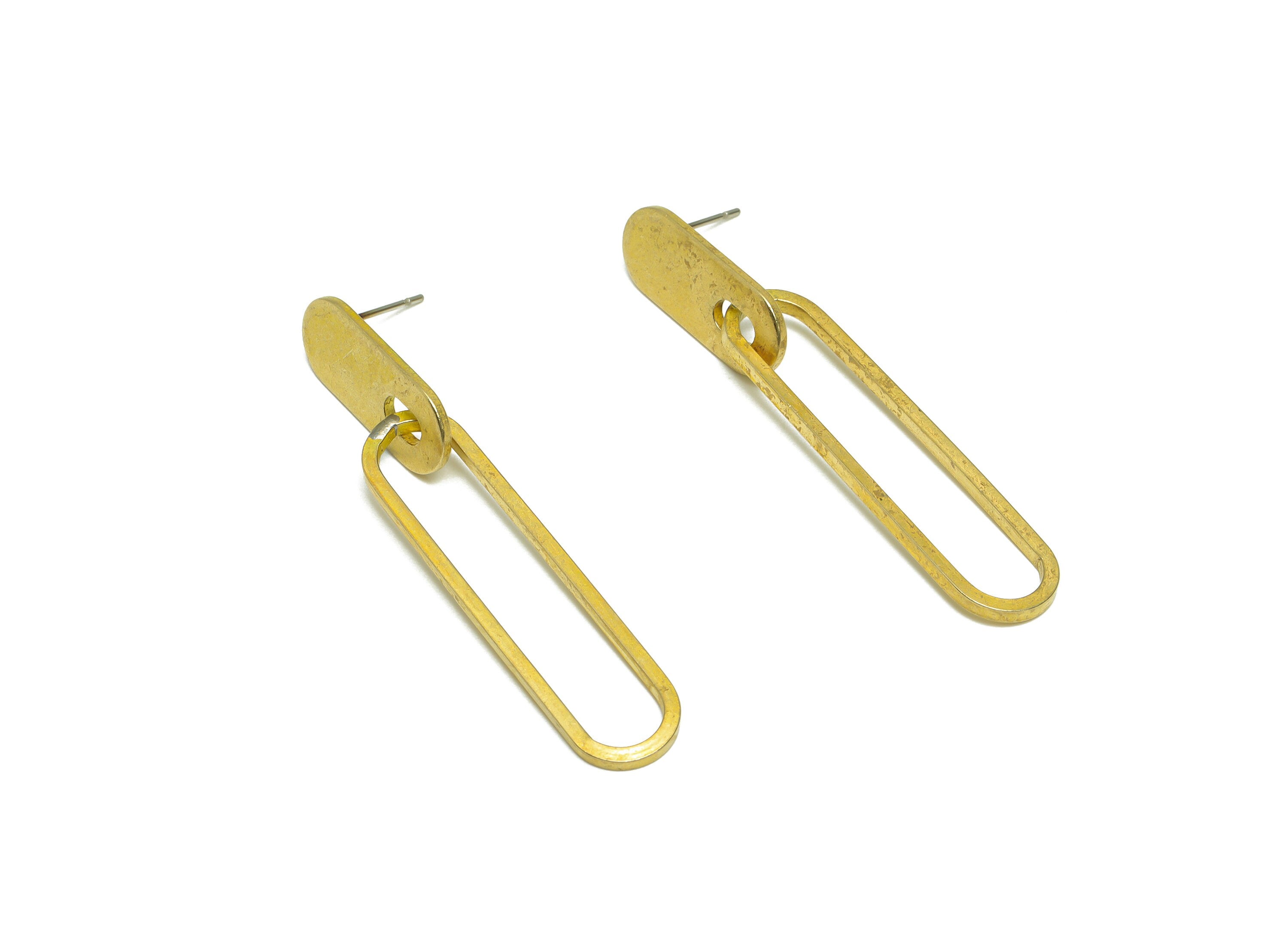 Brass Oval Dangle Earring Stud - Raw Brass Oval Wire Earring Post - Brass Geometry Wire Earring Post - Oval Ring Post - 54.49x9x1mm - PP9965 - DOMEDBAZAAR