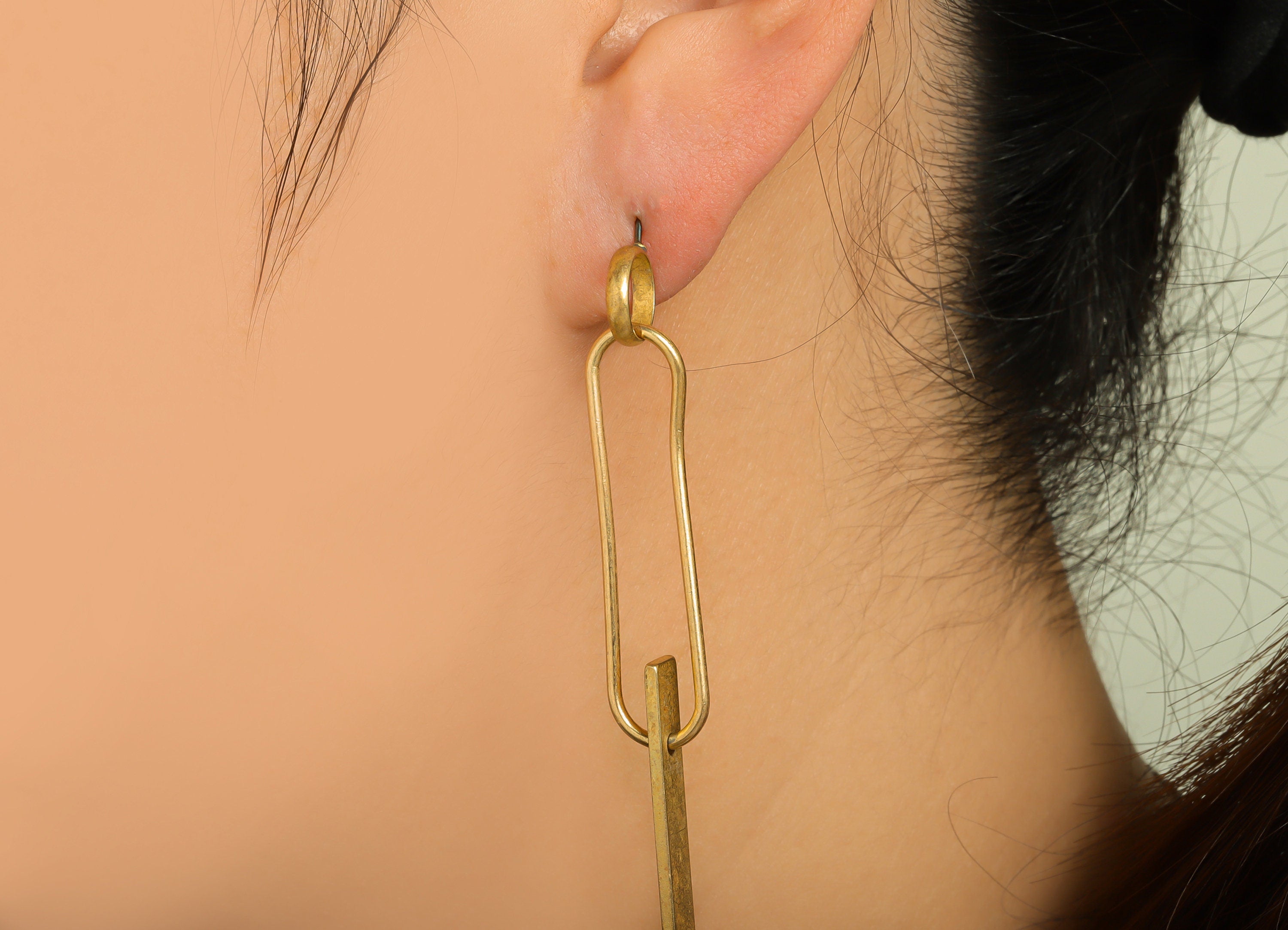 Brass Oval Dangle Earring Stud - Raw Brass Stick Wire Earring Post - Brass Rectangle Wire Earring Post - Oval Wire Post - 81x11x1mm - PP9960 - DOMEDBAZAAR