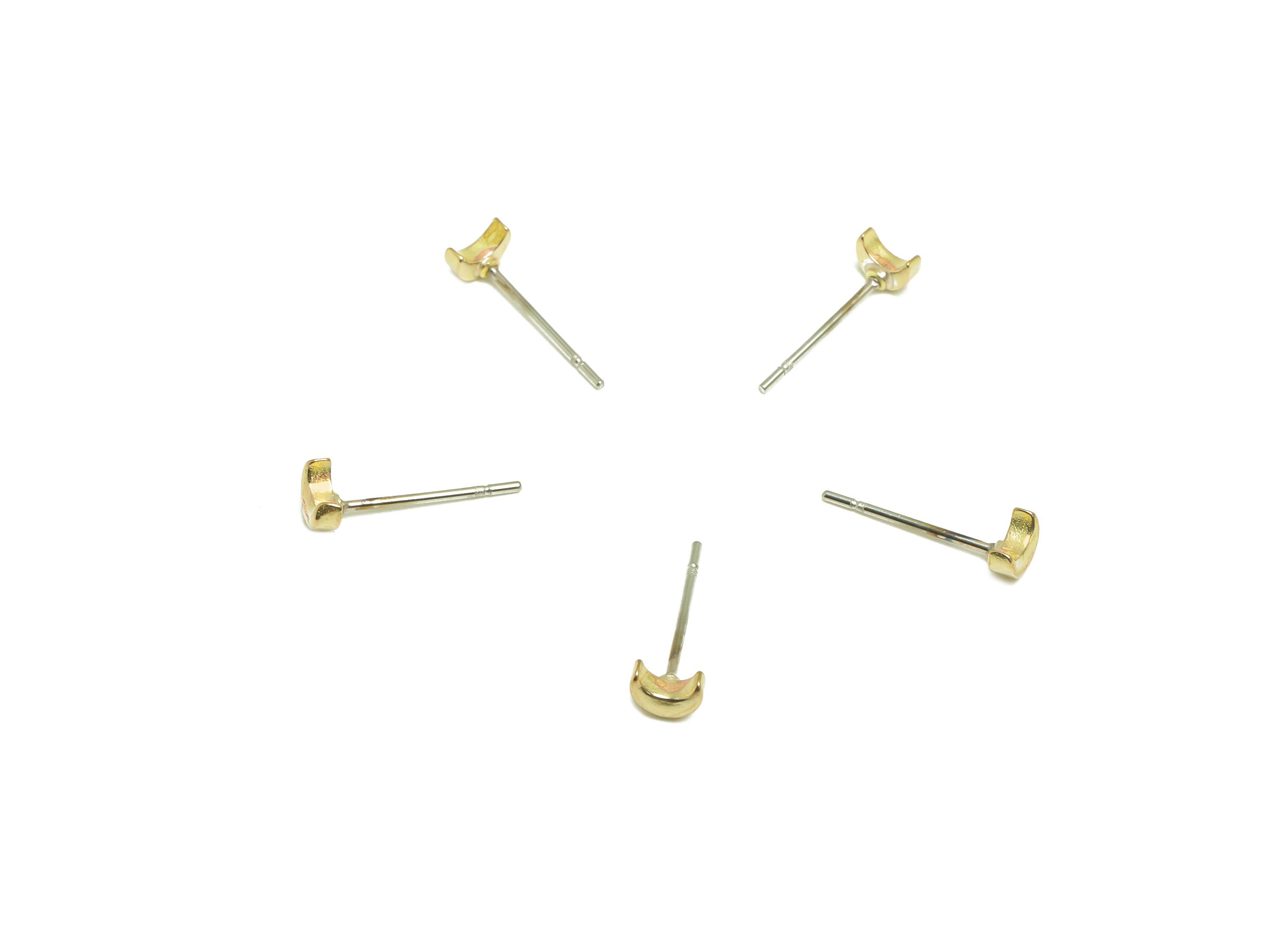 Brass Crescent Earring Stud - Raw Brass Mini Moon Earring Post - Brass Minimalist Crescent Earring Post - 14x4.5x2.5mm - PP9786 - DOMEDBAZAAR