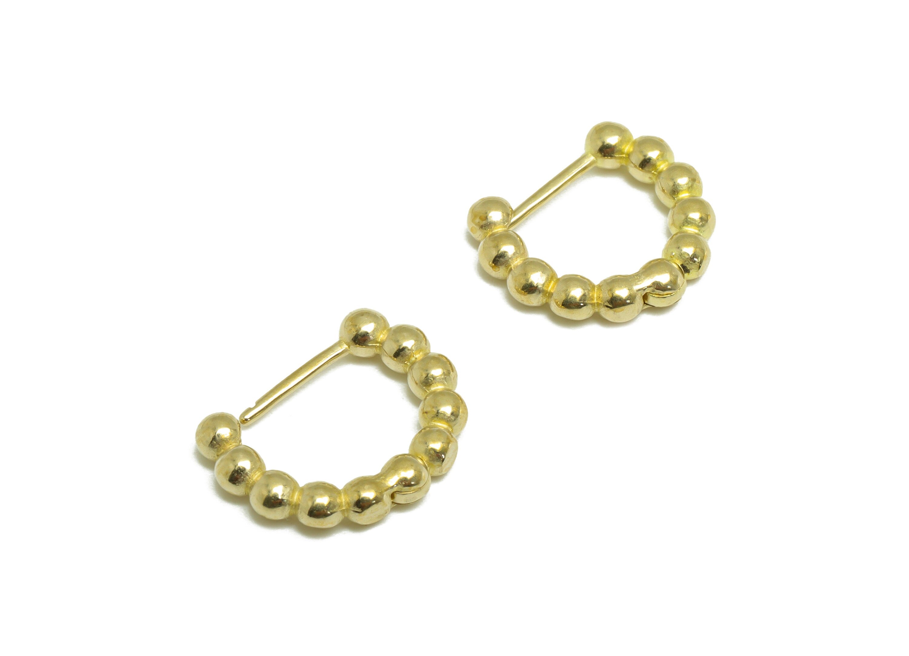 Balls Huggie Hoop C Earring - Raw Brass Circle Wire Earring Clasp - Brass Balls Hoop Huggie Earring - 14.3x12.6x2.82mm - PP9754 - DOMEDBAZAAR