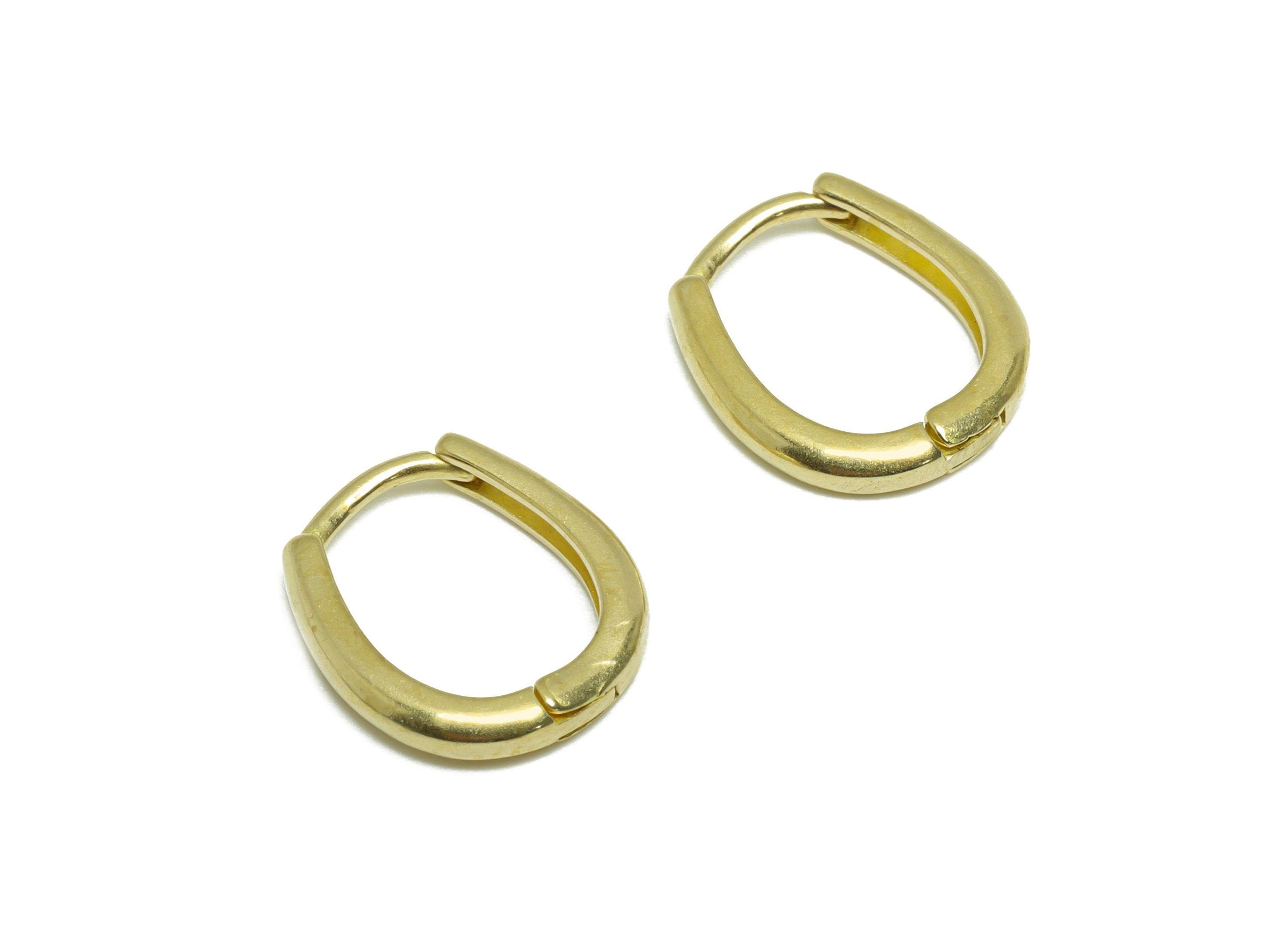 Brass Oval Huggie Hoop Earring - Raw Brass Hoop Huggie Earring - Brass Minimalist Geometry Hoop Earring - 14.1x12.2x2.2mm - PP9765 - DOMEDBAZAAR