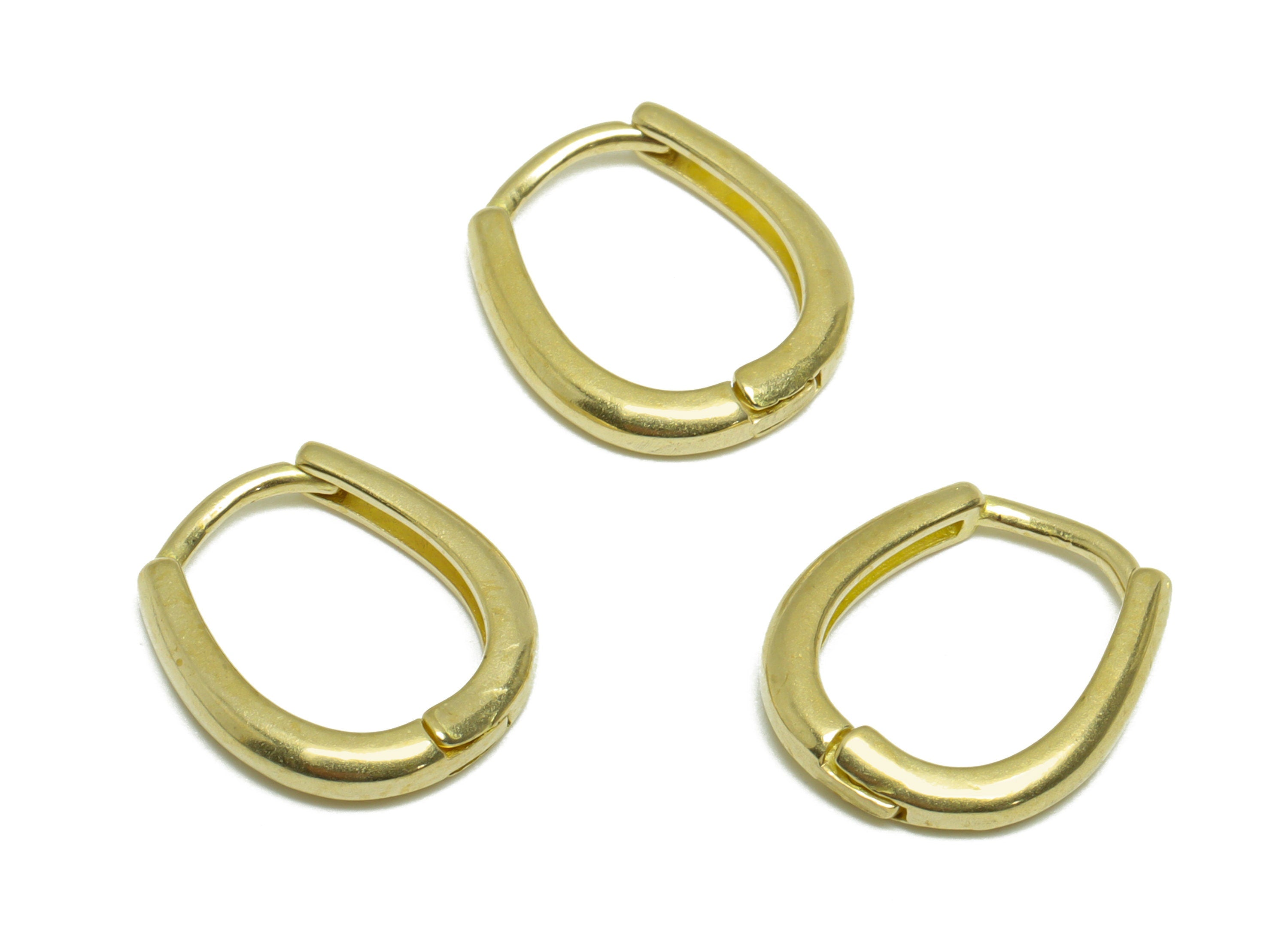 Brass Oval Huggie Hoop Earring - Raw Brass Hoop Huggie Earring - Brass Minimalist Geometry Hoop Earring - 14.1x12.2x2.2mm - PP9765 - DOMEDBAZAAR