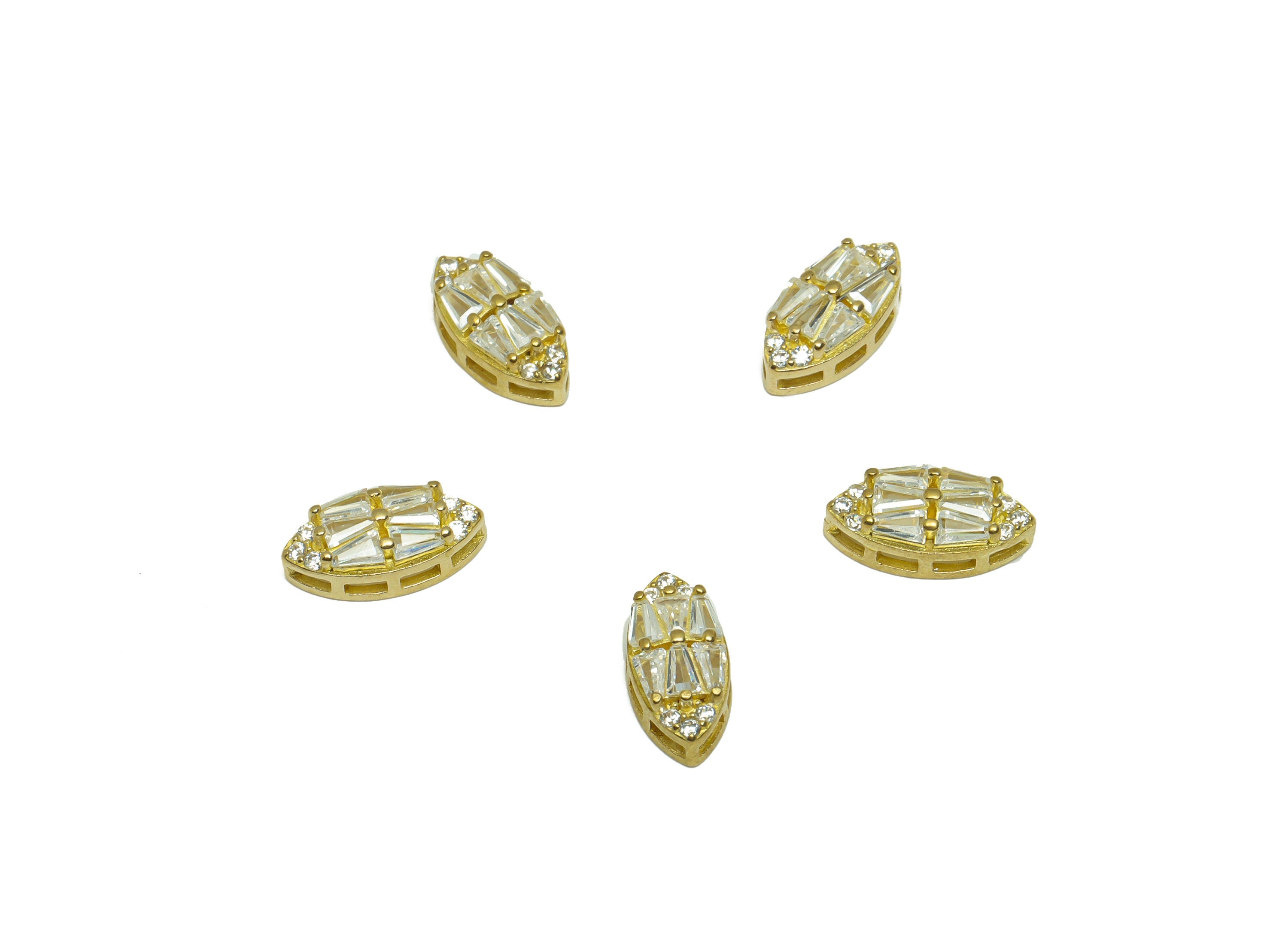 Brass Zircon Marquise Earring Charm - Brass Trapezoid Earring Pendant - Raw Brass CZ Earring Charm - Bracelet Bead - 11.9x6x4.5mm -PP9763 - DOMEDBAZAAR