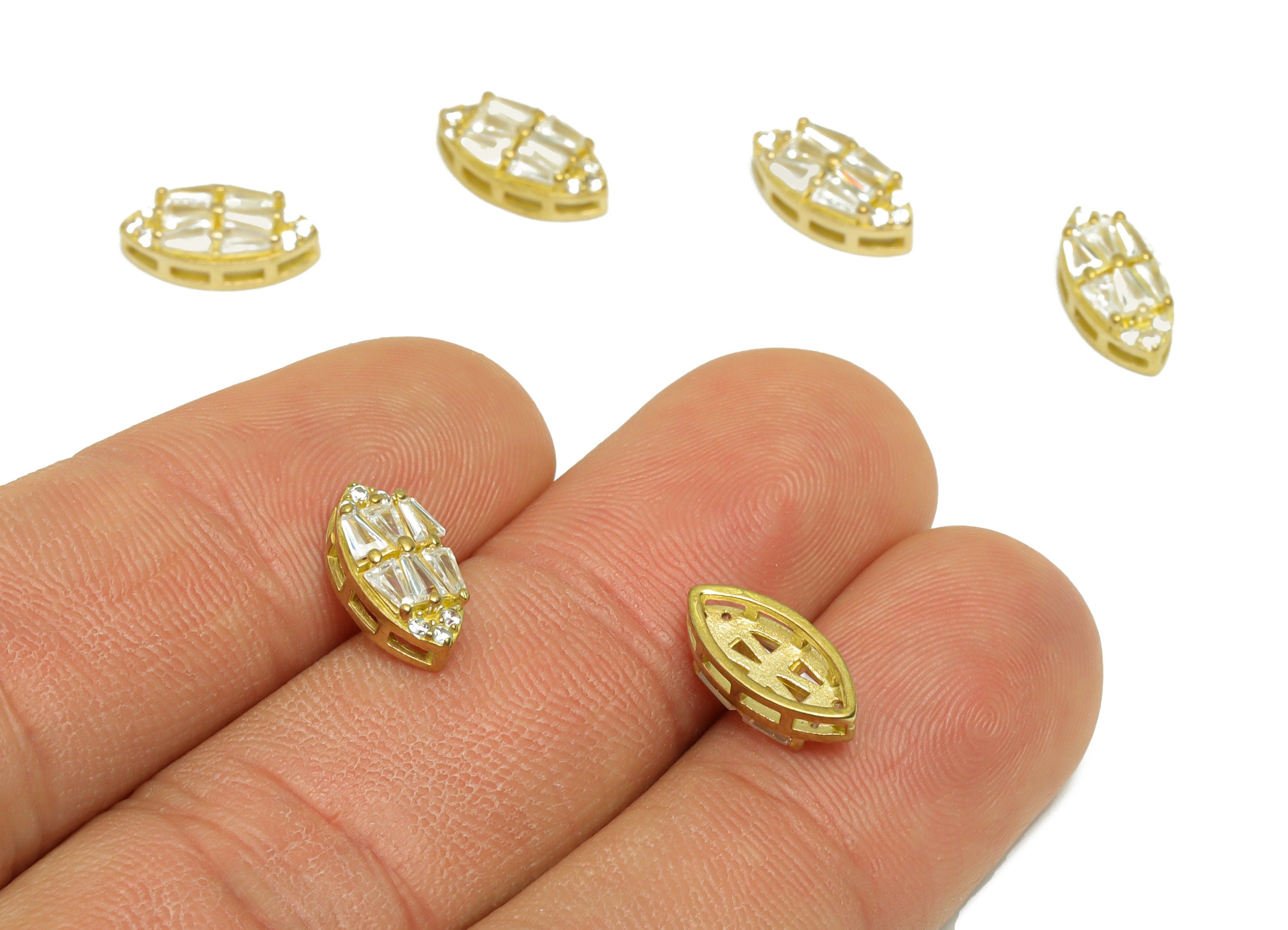 Brass Zircon Marquise Earring Charm - Brass Trapezoid Earring Pendant - Raw Brass CZ Earring Charm - Bracelet Bead - 11.9x6x4.5mm -PP9763 - DOMEDBAZAAR