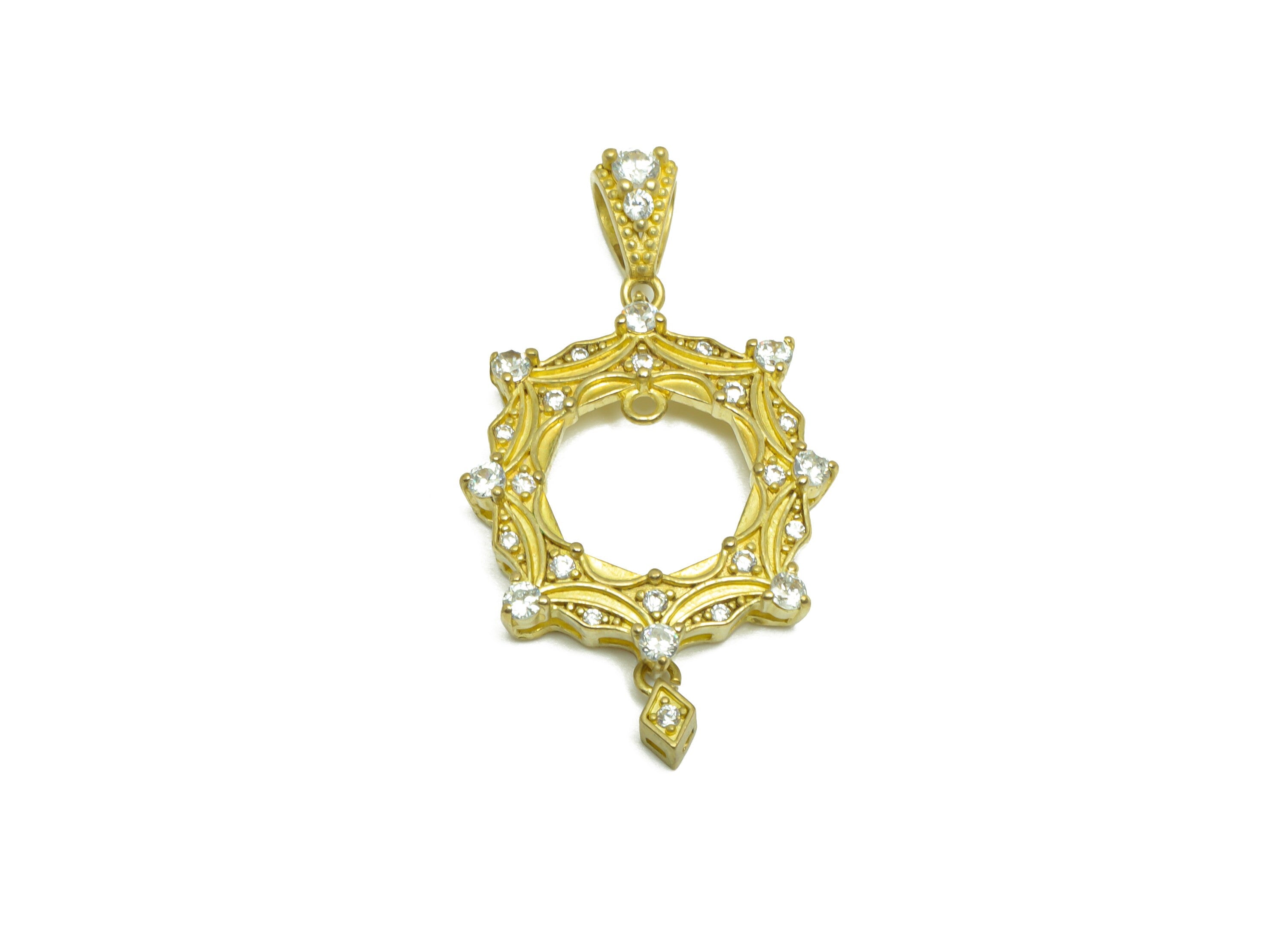 Brass CZ Oval Earring Charm - Textured Vintage Antique Earring Pendant - Raw Brass Zircon Earring Charm For Diamond - 34x19.2x4.1mm - PP9723 - DOMEDBAZAAR