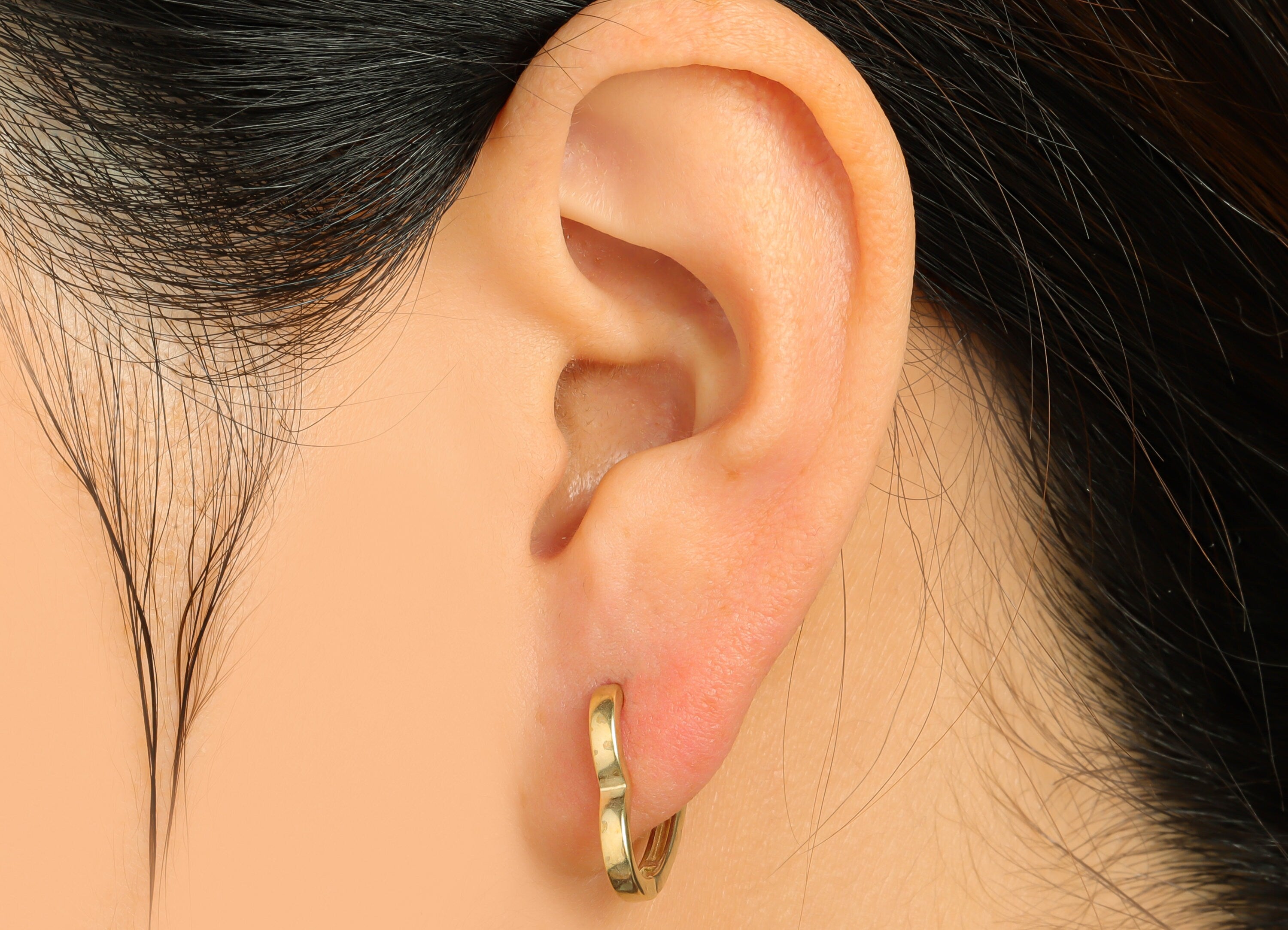 Brass Heart Huggie Hoop Earring - Raw Brass Heart Hoop Wire Earring - Brass Huggie Hoop Earring - Heart Clasp Hoop - 15.8x16.3x2mm - PP9818 - DOMEDBAZAAR