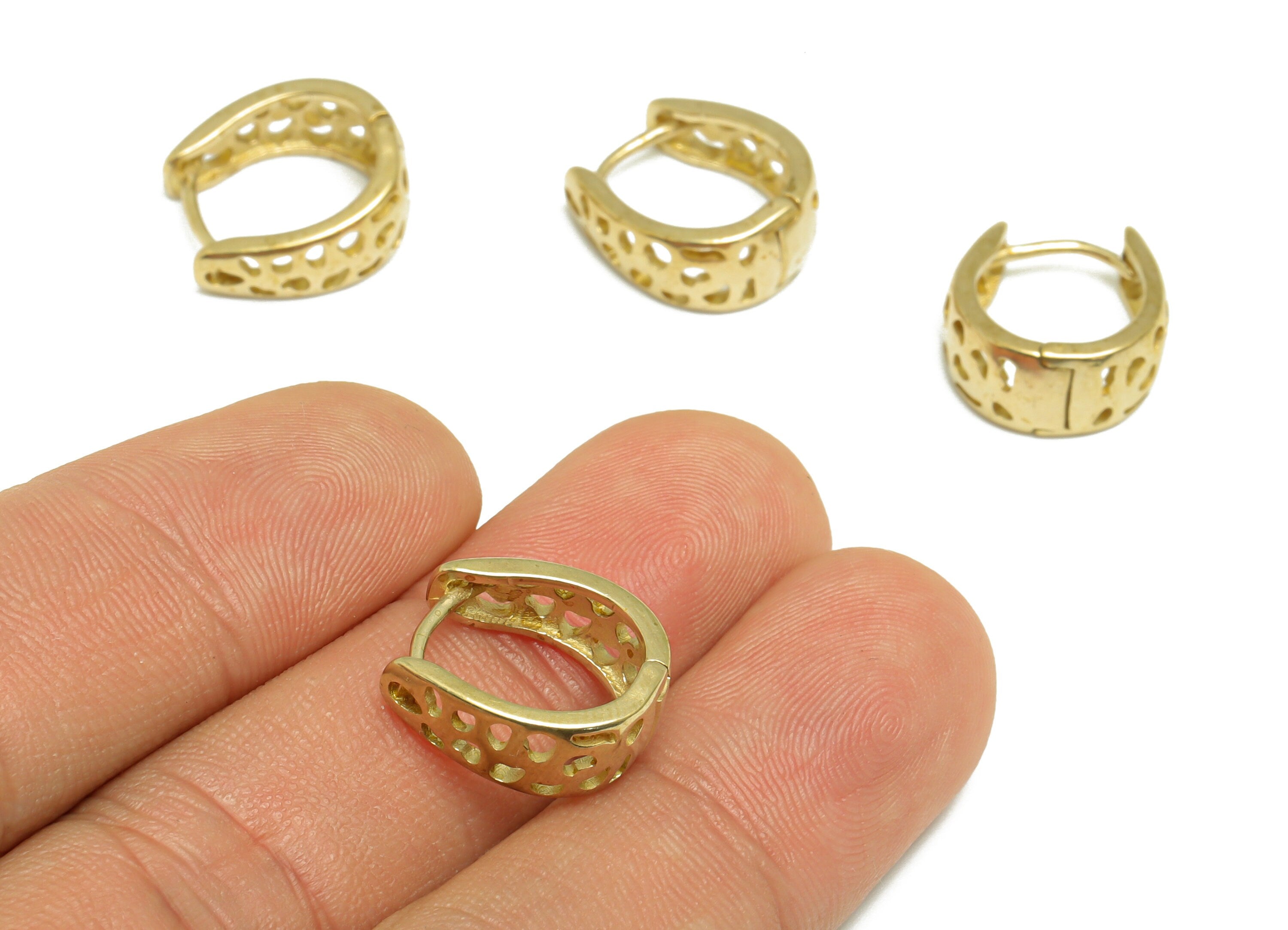 Brass Drop Huggie Hoop Earring - Raw Brass Horseshoe Hoop Wire Earring - Brass Teardrop Clasp Huggie Hoop Earring - 15x13.9x6.8mm- PP9815 - DOMEDBAZAAR