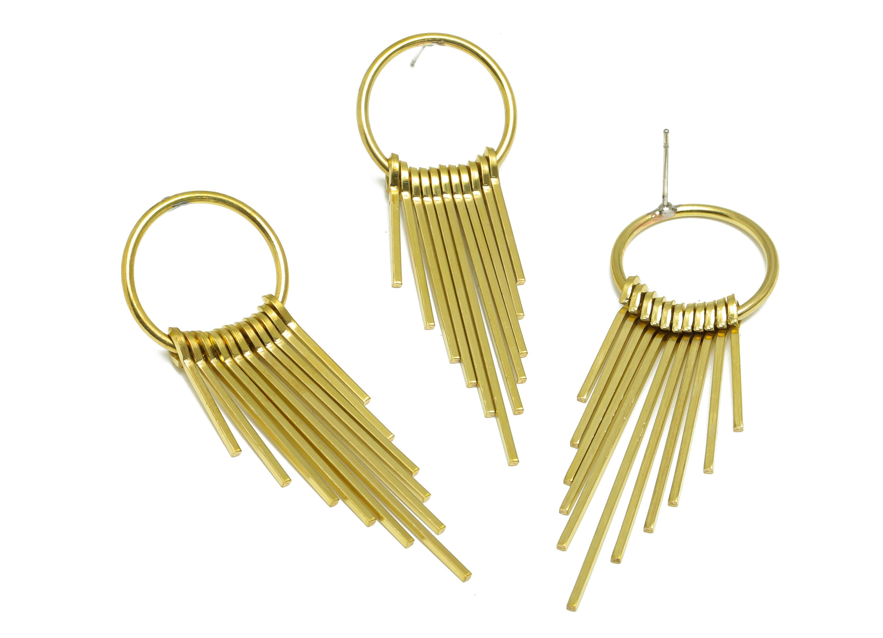 Brass Wire Tassel Earring Post - Brass Stick Wire Earring Stud - Bar Wires Earring Tassel Post - Dangle Tassel Post - 58.2x20x4mm - PP9988 - DOMEDBAZAAR