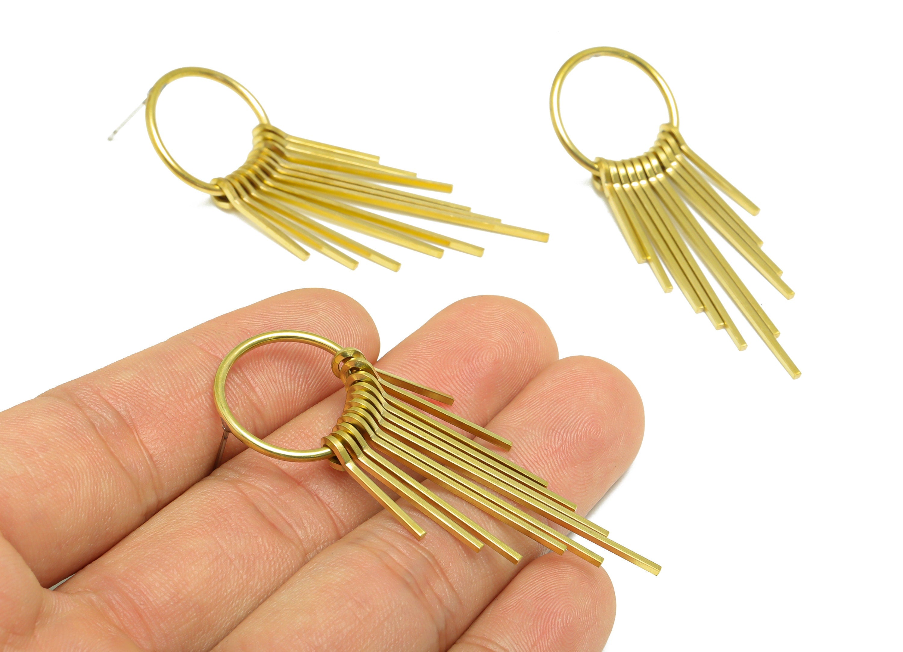 Brass Wire Tassel Earring Post - Brass Stick Wire Earring Stud - Bar Wires Earring Tassel Post - Dangle Tassel Post - 58.2x20x4mm - PP9988 - DOMEDBAZAAR