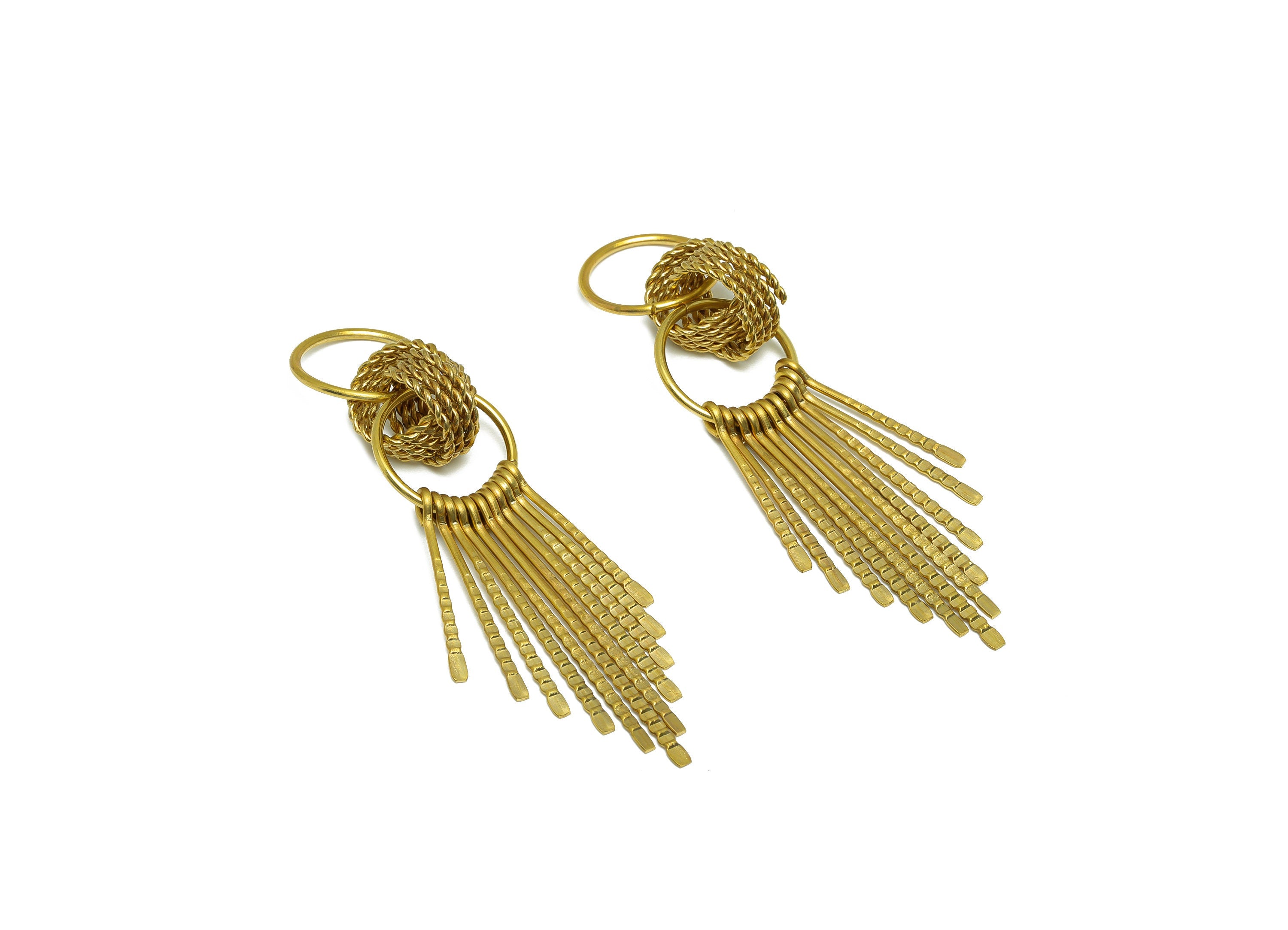 Brass Wire Tassel Earring Charm - Brass Round Wire Earring Charm - Hammered Wire Earring Tassel - Dangle Tassel Charm - 79x20x4.5mm -PP9991 - DOMEDBAZAAR