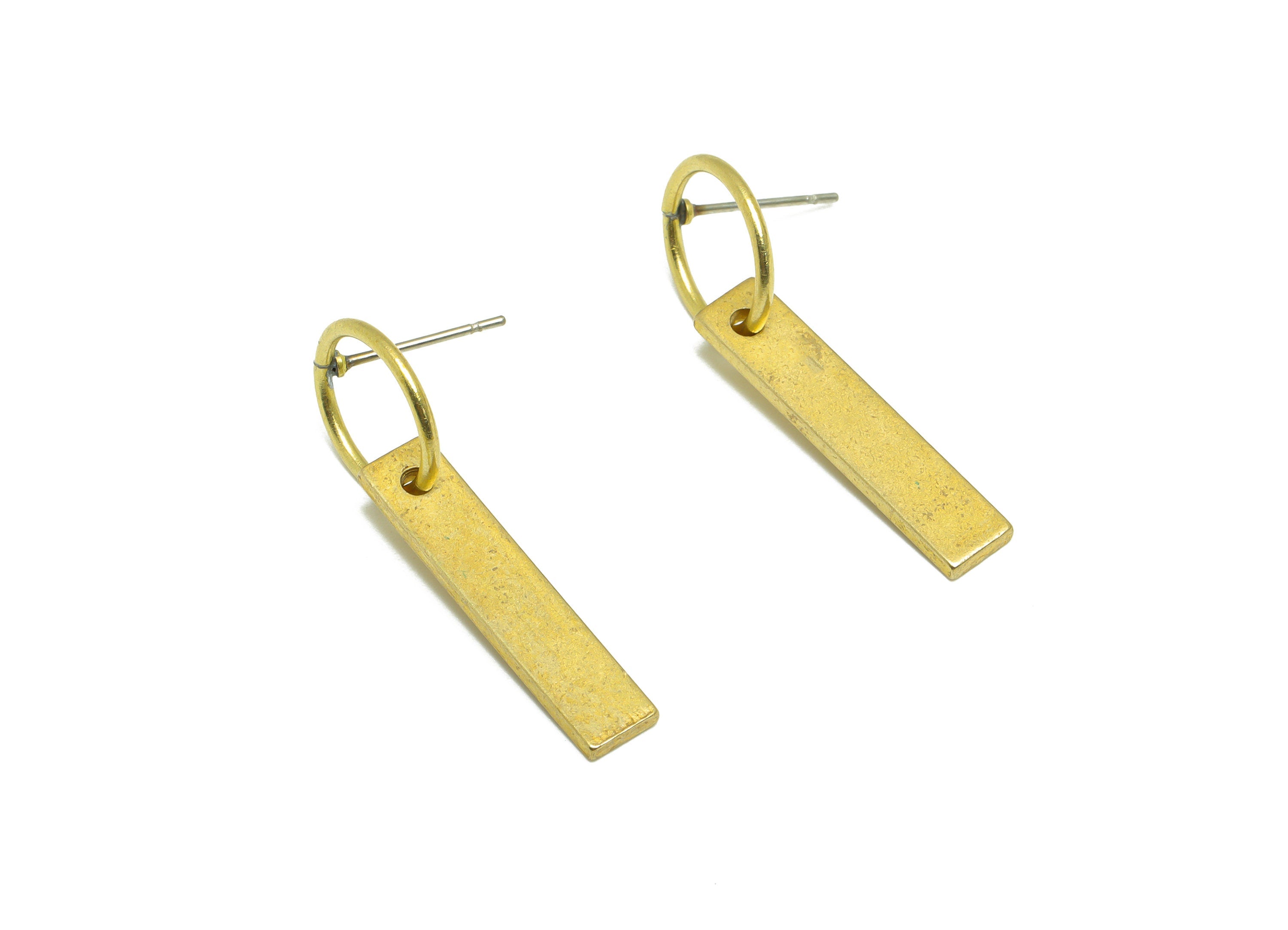 Brass Dangle Earring Stud - Raw Brass Stick Wire Earring Post - Brass Rectangle Wire Earring Post - Round Wire Post - 33x12.13x1mm - PP9968 - DOMEDBAZAAR
