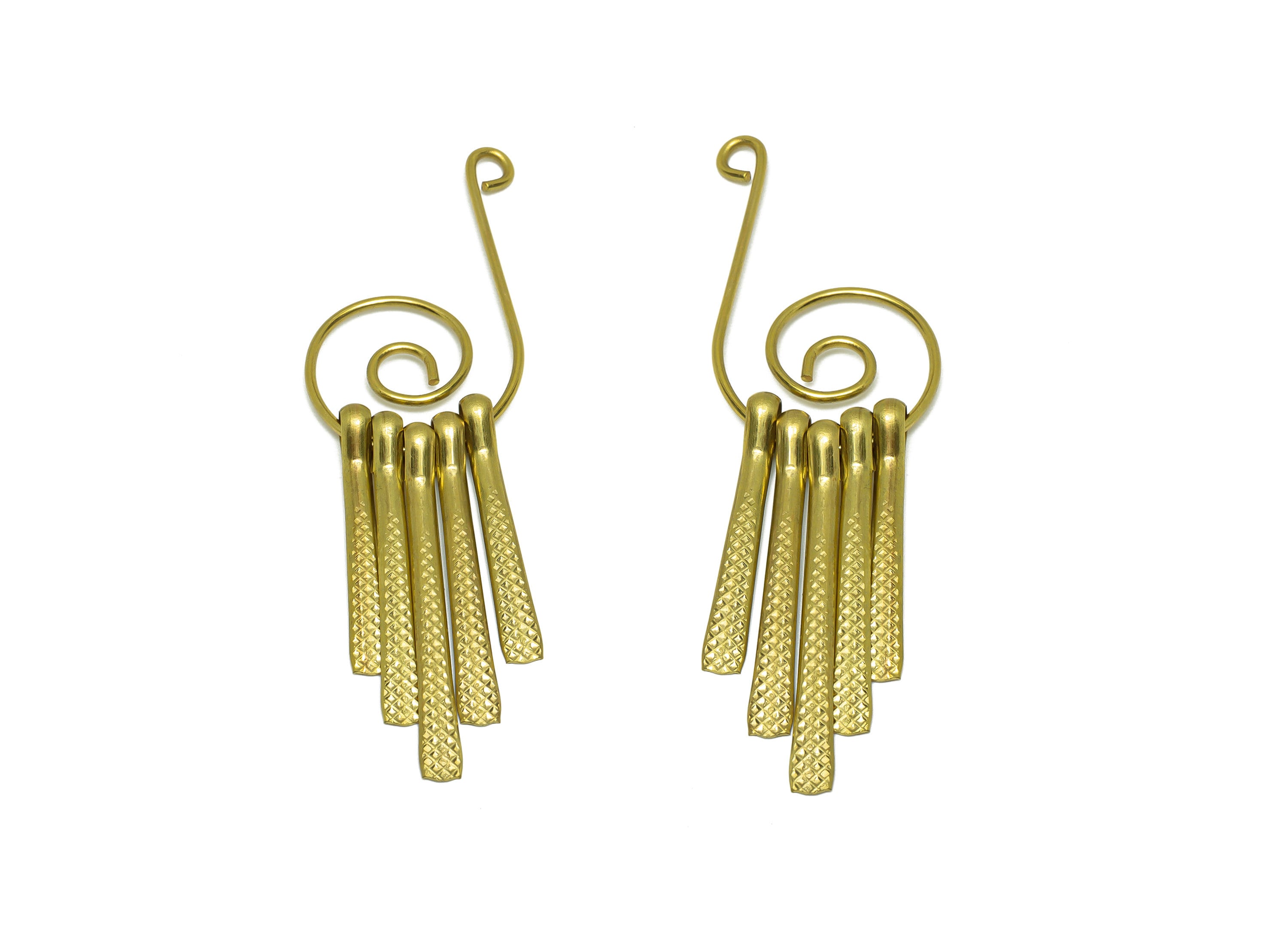 Snail Wire Tassel Earring Charm - Brass Textured Wire Earring Charm - Hammered Wire Earring - Dangle Fringe Earring - 75x22x5mm -PP9986 - DOMEDBAZAAR