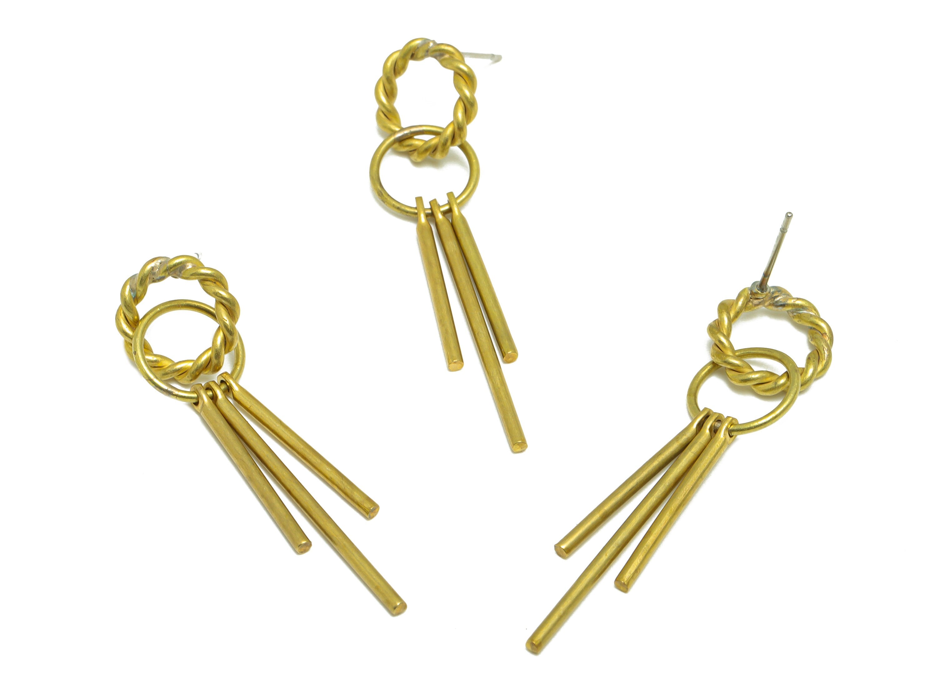 Dangle Wire Tassel Earring Post - Brass Stick Wire Earring Stud - Twisted Earring Tassel Post - Interlock Tassel Post - 47x11x1mm - PP9947 - DOMEDBAZAAR