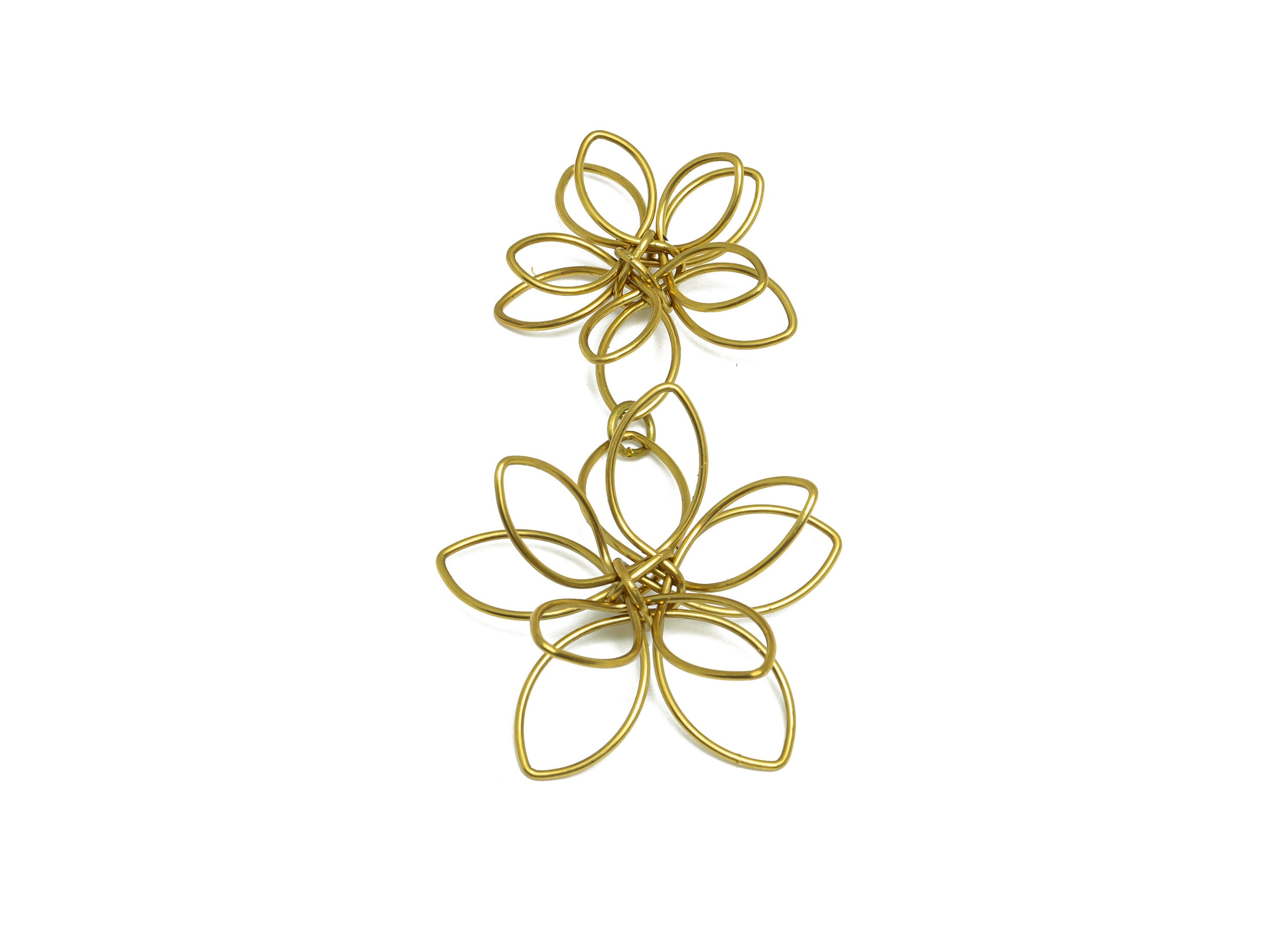 Brass Wire Flower Earring Charm - Brass Flower Wire Earring Charm - Daisy Wire Earring Charm - Flower Pendant - 62x36x7mm - PP9992 - DOMEDBAZAAR