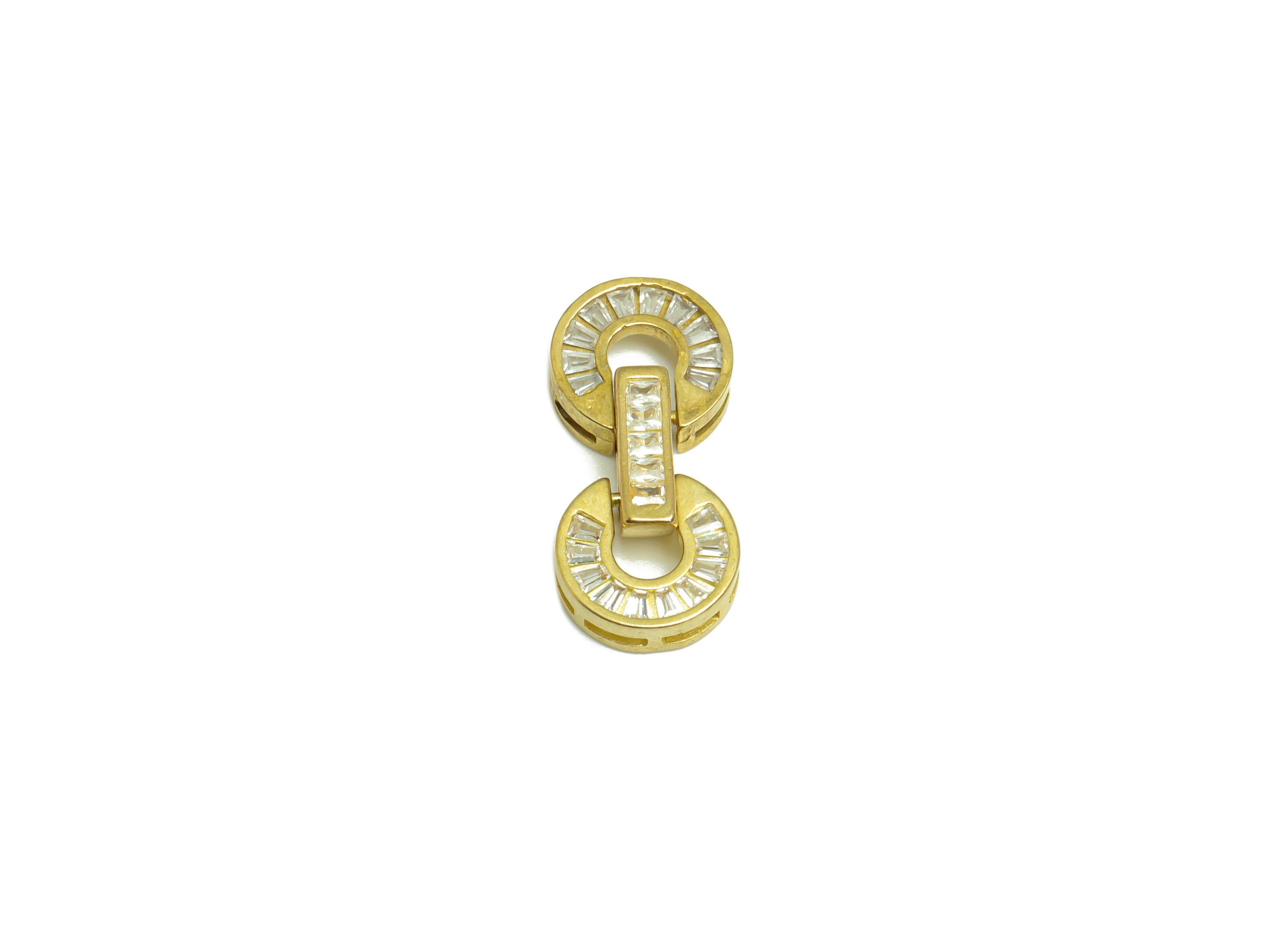 Brass Zircon Round Earring Pendant - Textured Circle Earring Charm - Raw Brass CZ Double Circle Pendant - For Necklace - 19.10x4mm - PP9762 - DOMEDBAZAAR