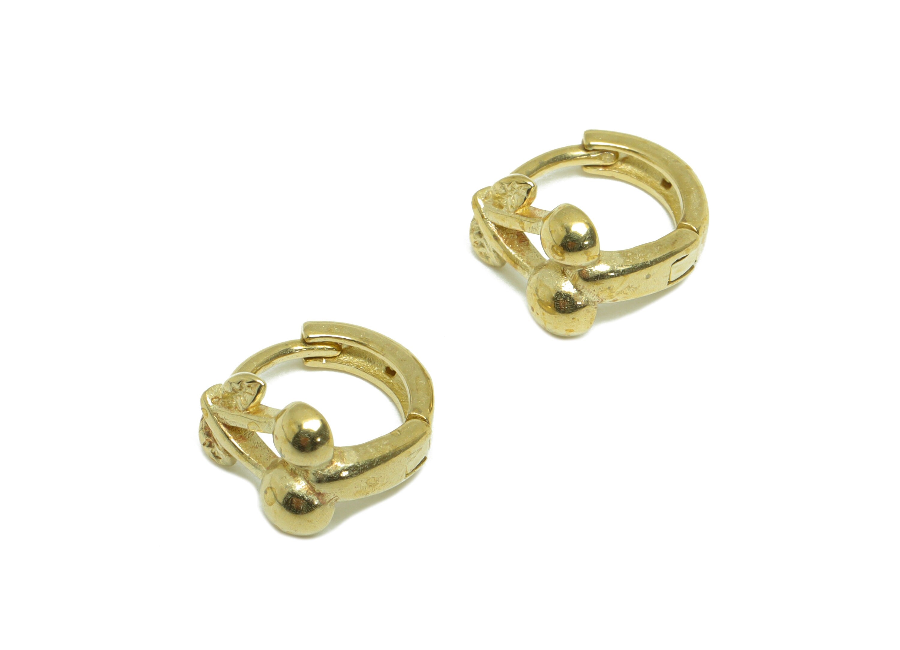 Brass Cherry Huggie Hoop Earring - Raw Brass Fruit Hoop Earring - Brass Huggie Hoop Earring - Mini Hoop Earring - 10x9x5.9mm - PP9657 - DOMEDBAZAAR