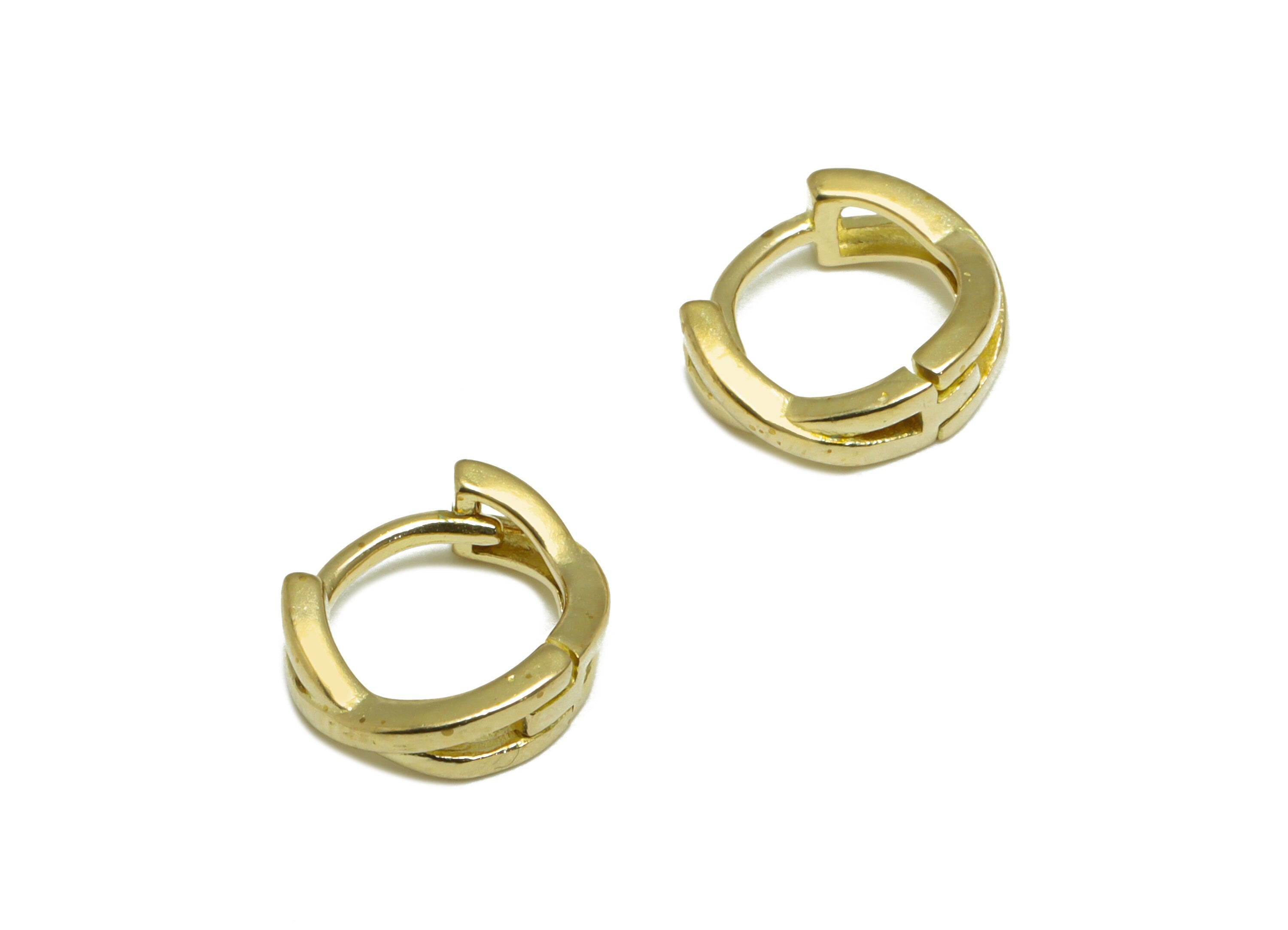 Brass Bow Tie Huggie Hoop Earring - Raw Brass Cross Hoop Earring - Brass Circle Huggie Hoop Earring- Huggie Hoop - 10.4x9.7x3.5mm - PP9668 - DOMEDBAZAAR