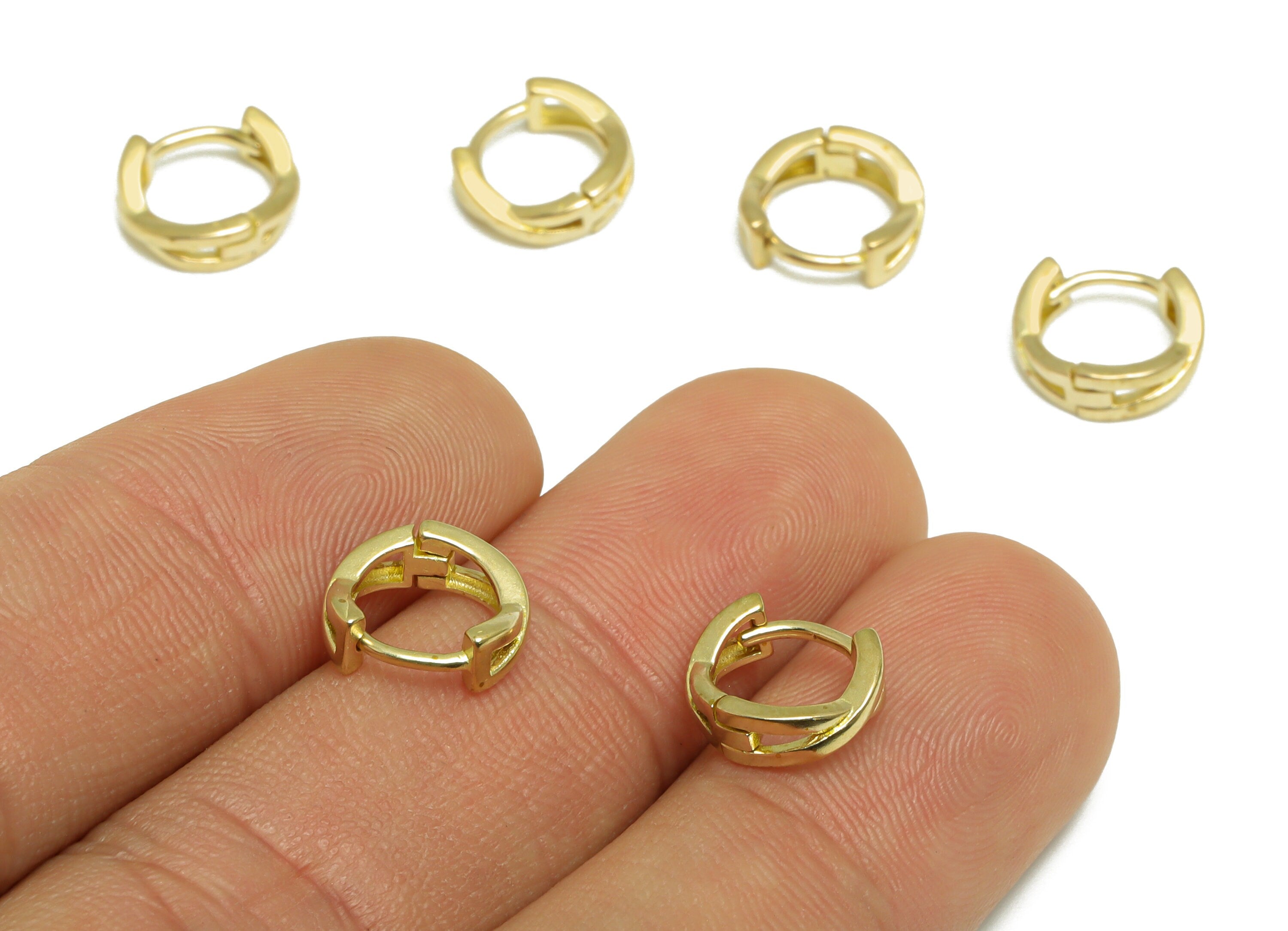 Brass Bow Tie Huggie Hoop Earring - Raw Brass Cross Hoop Earring - Brass Circle Huggie Hoop Earring- Huggie Hoop - 10.4x9.7x3.5mm - PP9668 - DOMEDBAZAAR