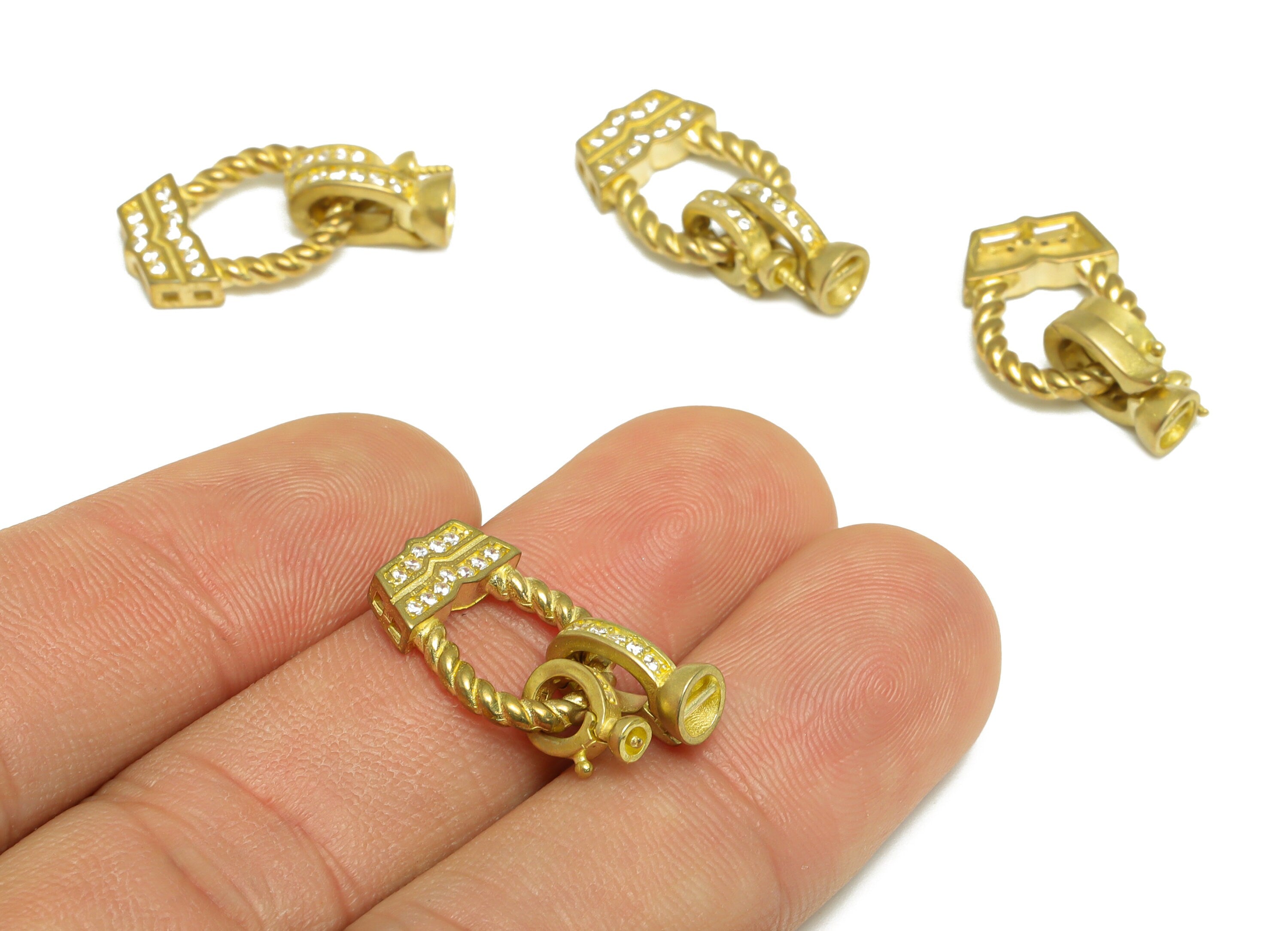 Brass CZ Bracelet Connector - Raw Brass Bracelet Connector - Brass Cubic Zircon Bracelet Connector - 22.03x12.6x2.73mm - PP9696 - DOMEDBAZAAR