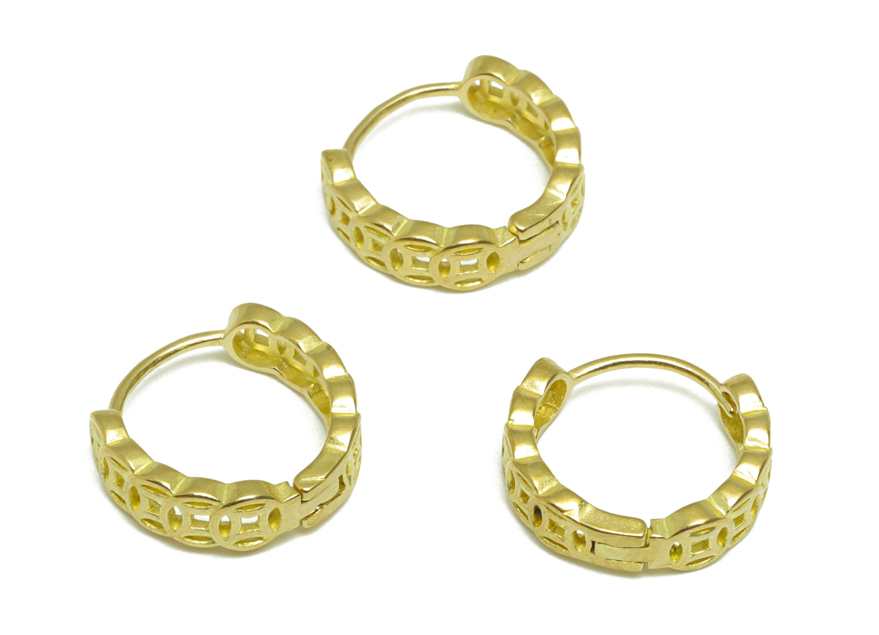 Brass Round Huggie Hoop Earring - Raw Brass Textured Wire Earring Clasp - Brass Wire Hoop Earring - Brass Hoop Earring - 13x13x4mm - PP9681 - DOMEDBAZAAR