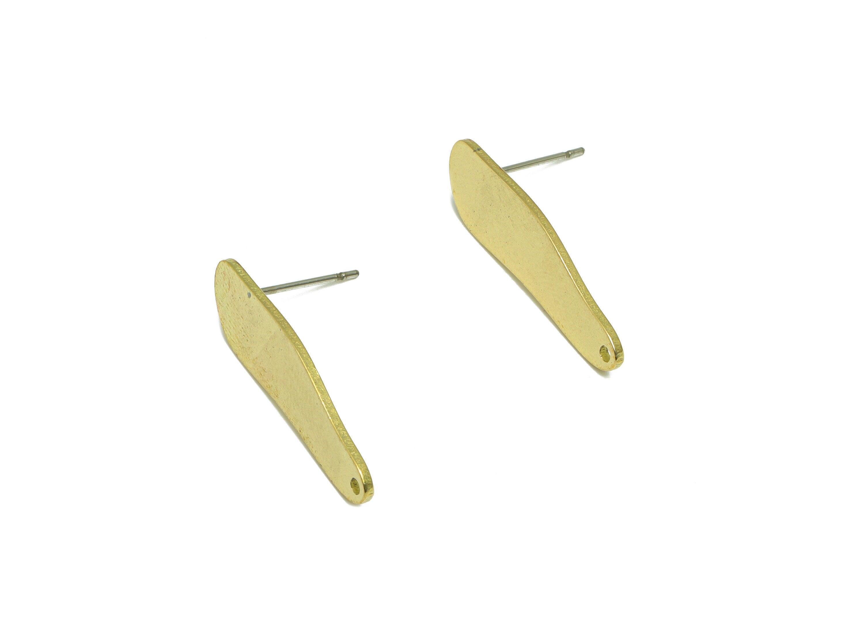 Brass Drop Earring Post - Brass Drop Earring Stud - Raw Brass Teardrop Earring Stud With Hole - Jewelry Supplies - 26.45x8x1mm - PP3022RB - DOMEDBAZAAR
