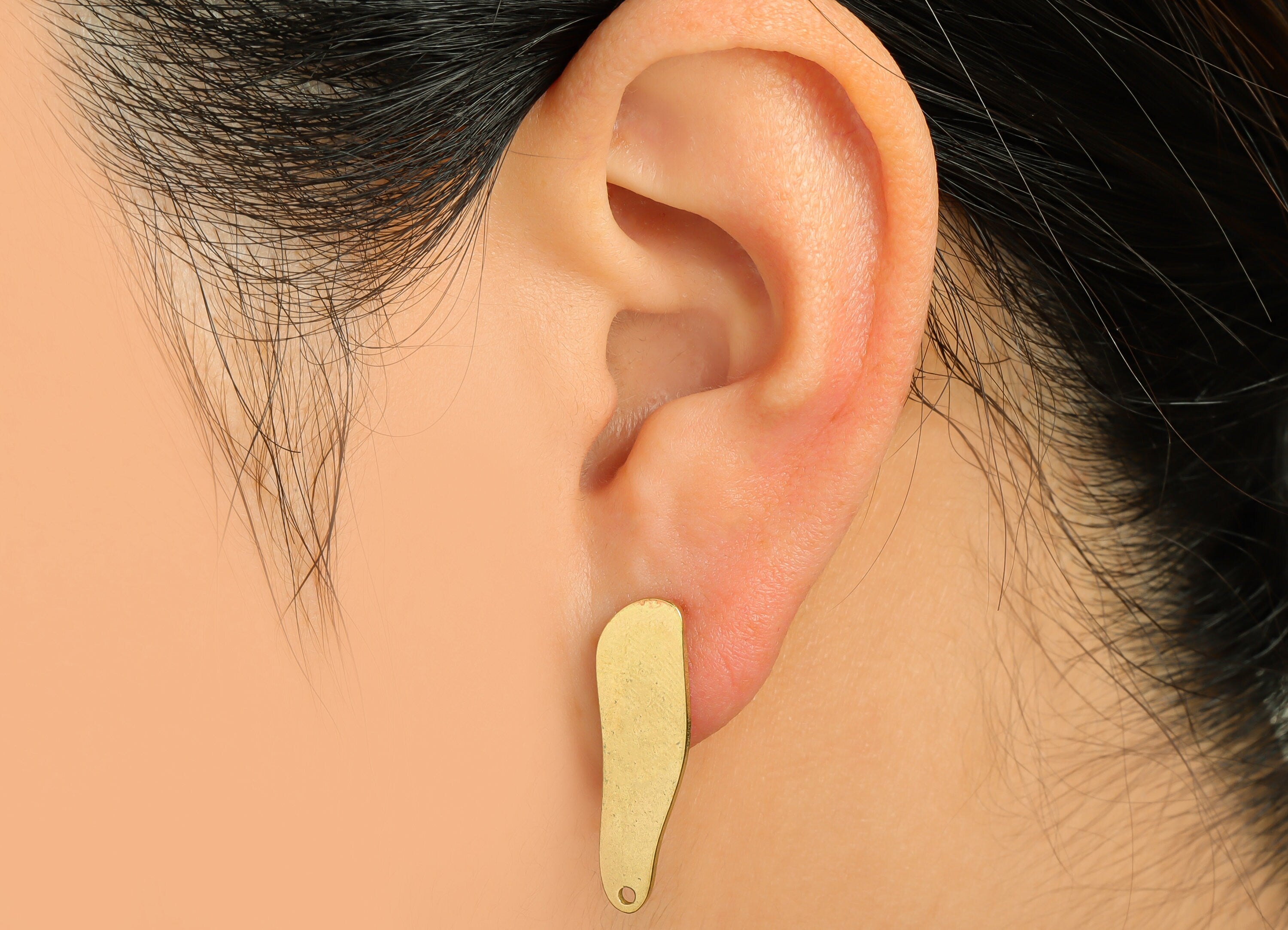 Brass Drop Earring Post - Brass Drop Earring Stud - Raw Brass Teardrop Earring Stud With Hole - Jewelry Supplies - 26.45x8x1mm - PP3022RB - DOMEDBAZAAR