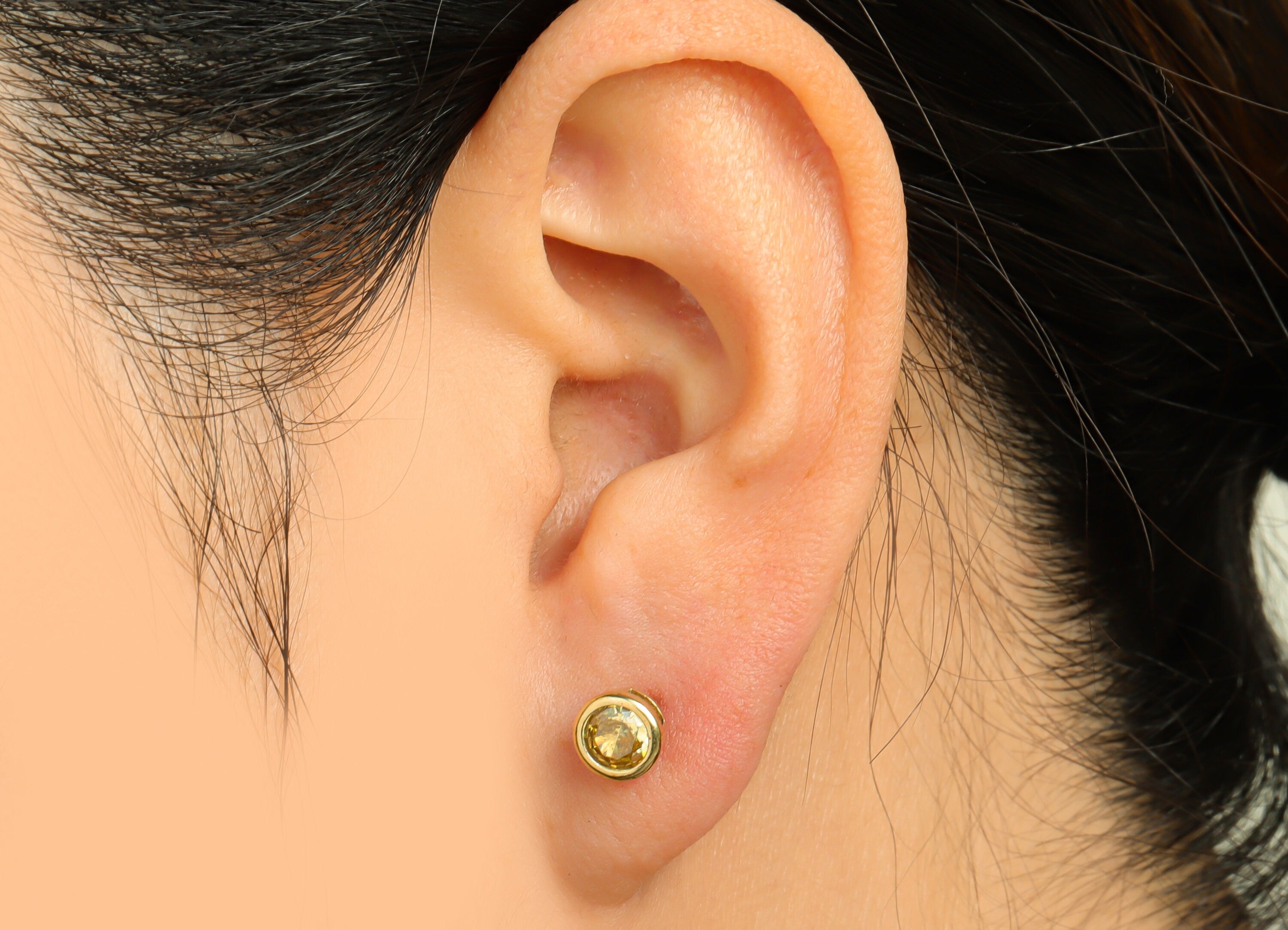 Yellow (CZ-04) Zircon Earring Stud - Raw Brass Minimalist CZ Earring Post - Cubic Zircon Earring Post - 16.04x6.6x4.4mm - PP9838G - DOMEDBAZAAR