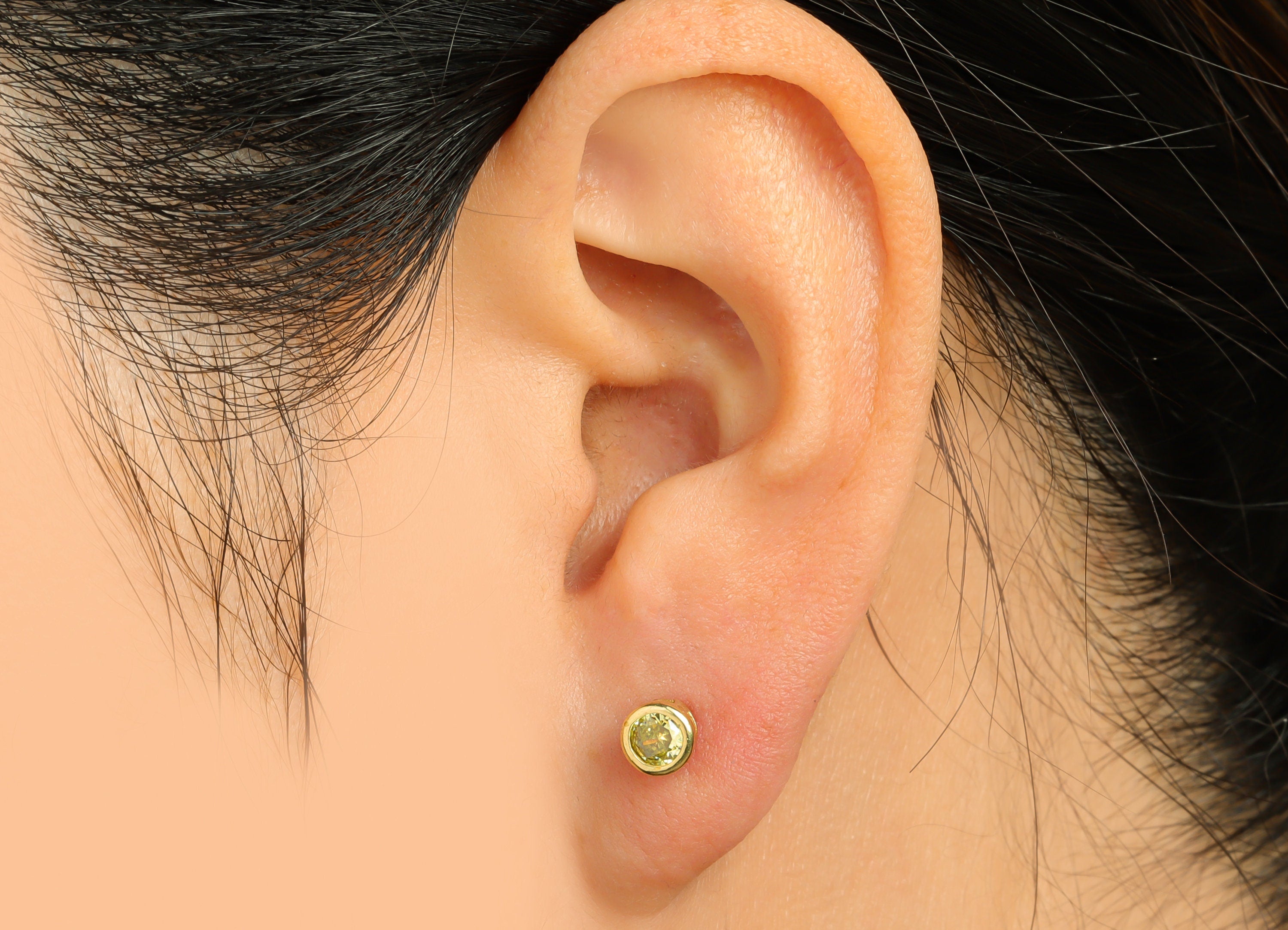 Gloden (CZ-05) Zircon Earring Stud - Raw Brass Minimalist CZ Earring Post - Cubic Zircon Earring Post - 15.6x5.4x3.5mm - PP9825J - DOMEDBAZAAR