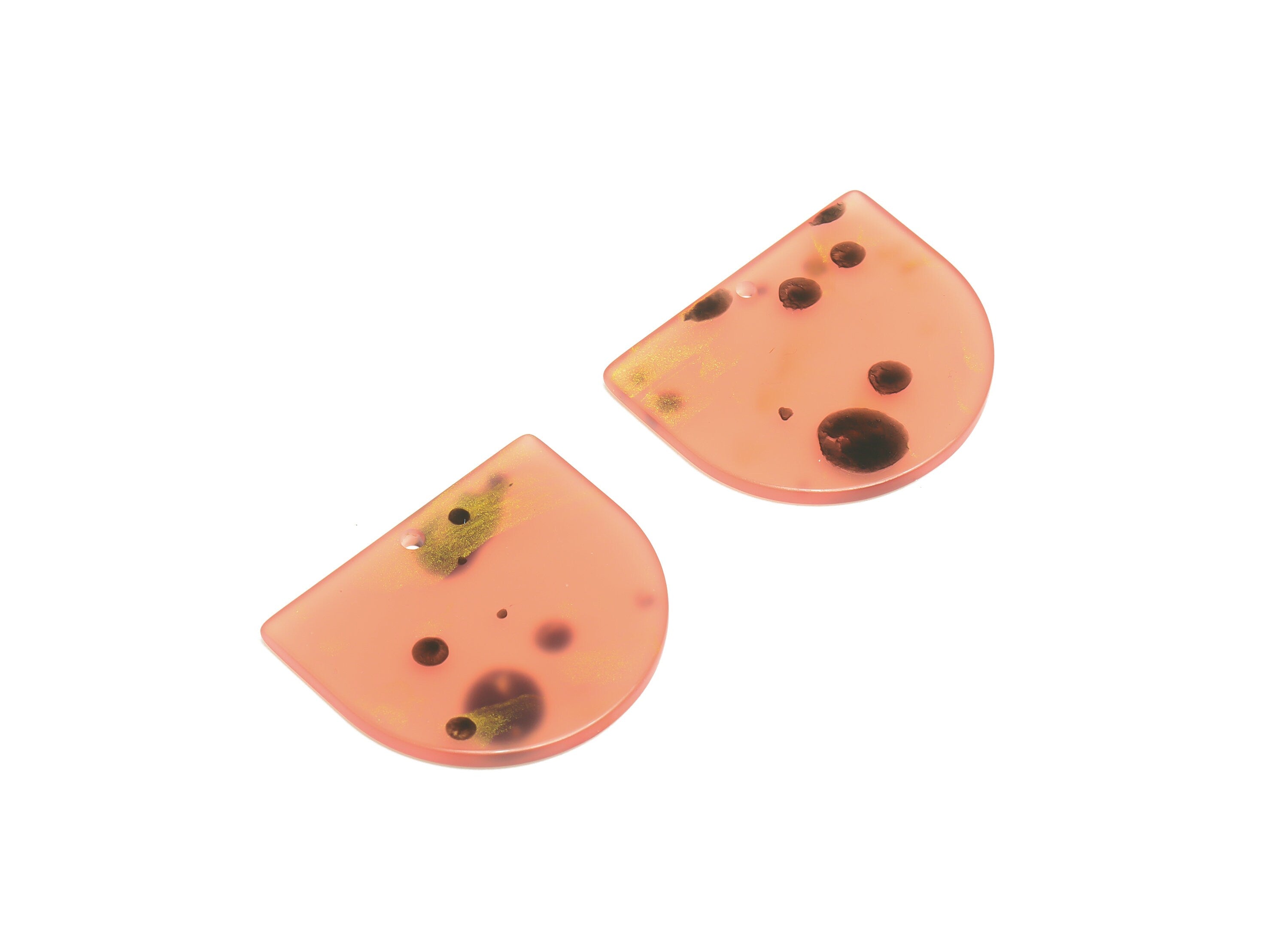 Acrylic D Earring Charms - Pink Semi Circle Pendant - Earring Findings - Jewelry Supplies - Color Code: A1014 - 33.48x29x2mm - AC1094-A1014 - DOMEDBAZAAR