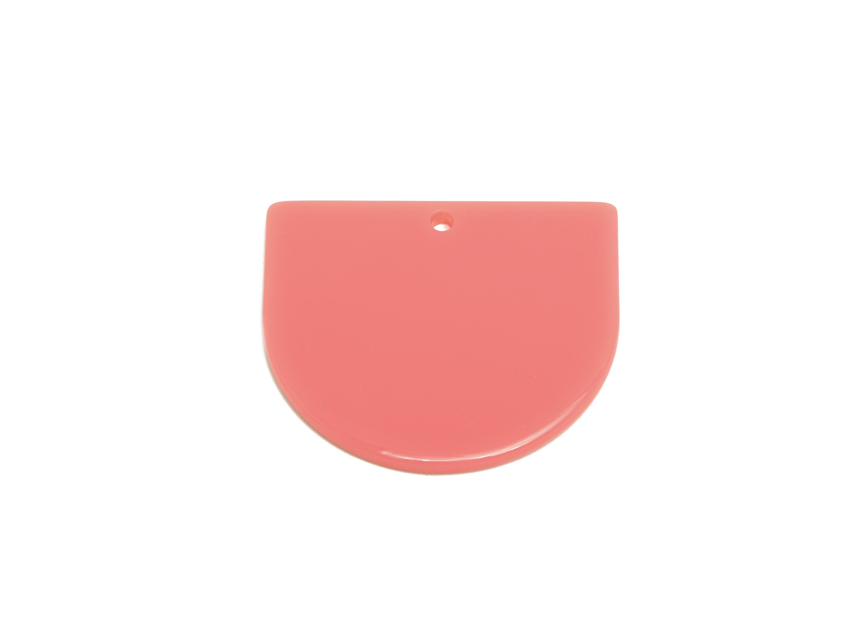 Acrylic D Earring Charms - Pink Domed Pendant - Earring Findings - Jewelry Supplies - Color Code: A695 - 33.48x29x2mm - AC1094-A695 - DOMEDBAZAAR