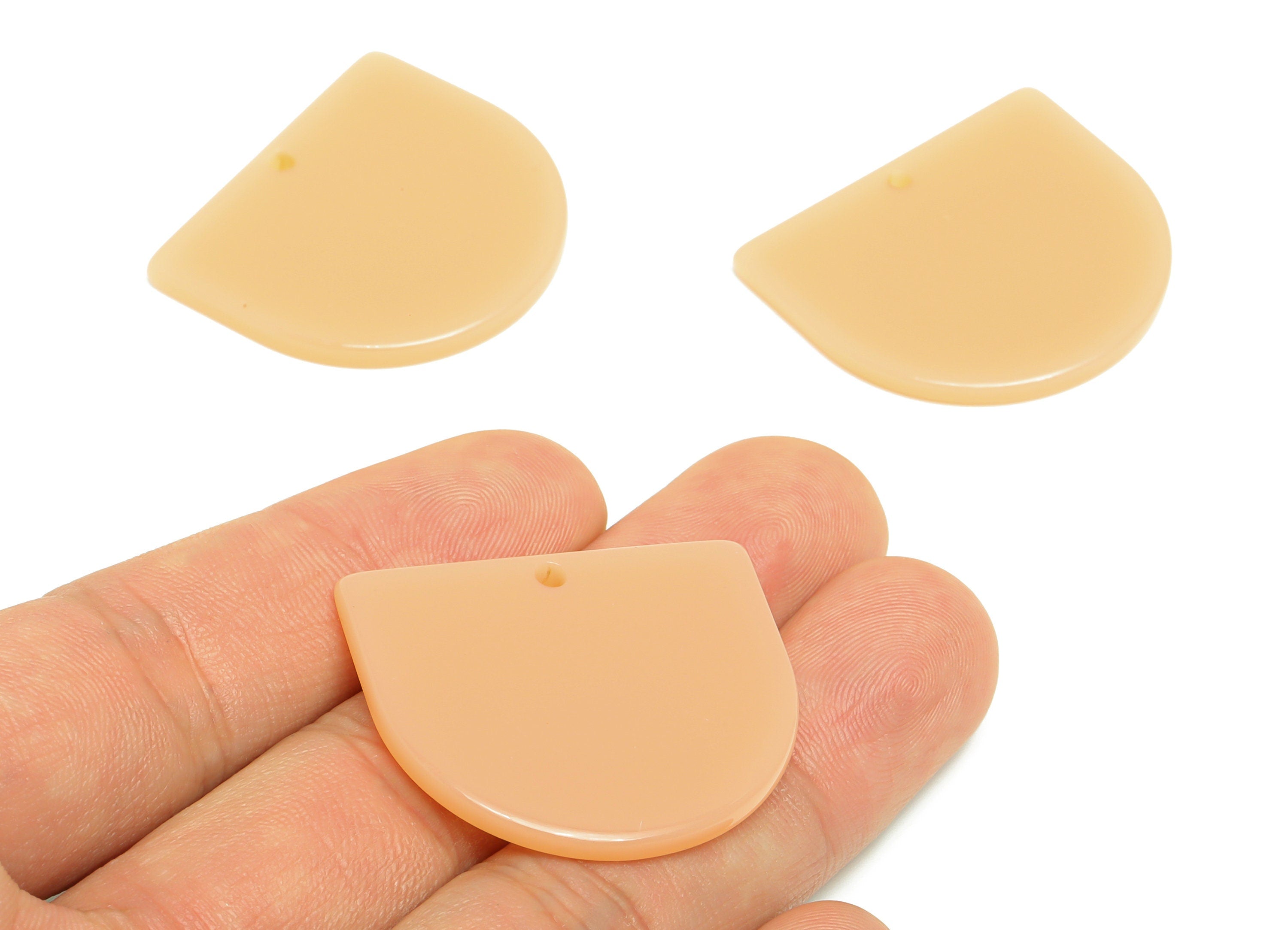 Acrylic D Earring Charms - Acrylic Cinnamon Pink Domed Pendant - Domed Charm - Color Code: A1027 - 33.48x29x2mm - AC1094-A1027 - DOMEDBAZAAR