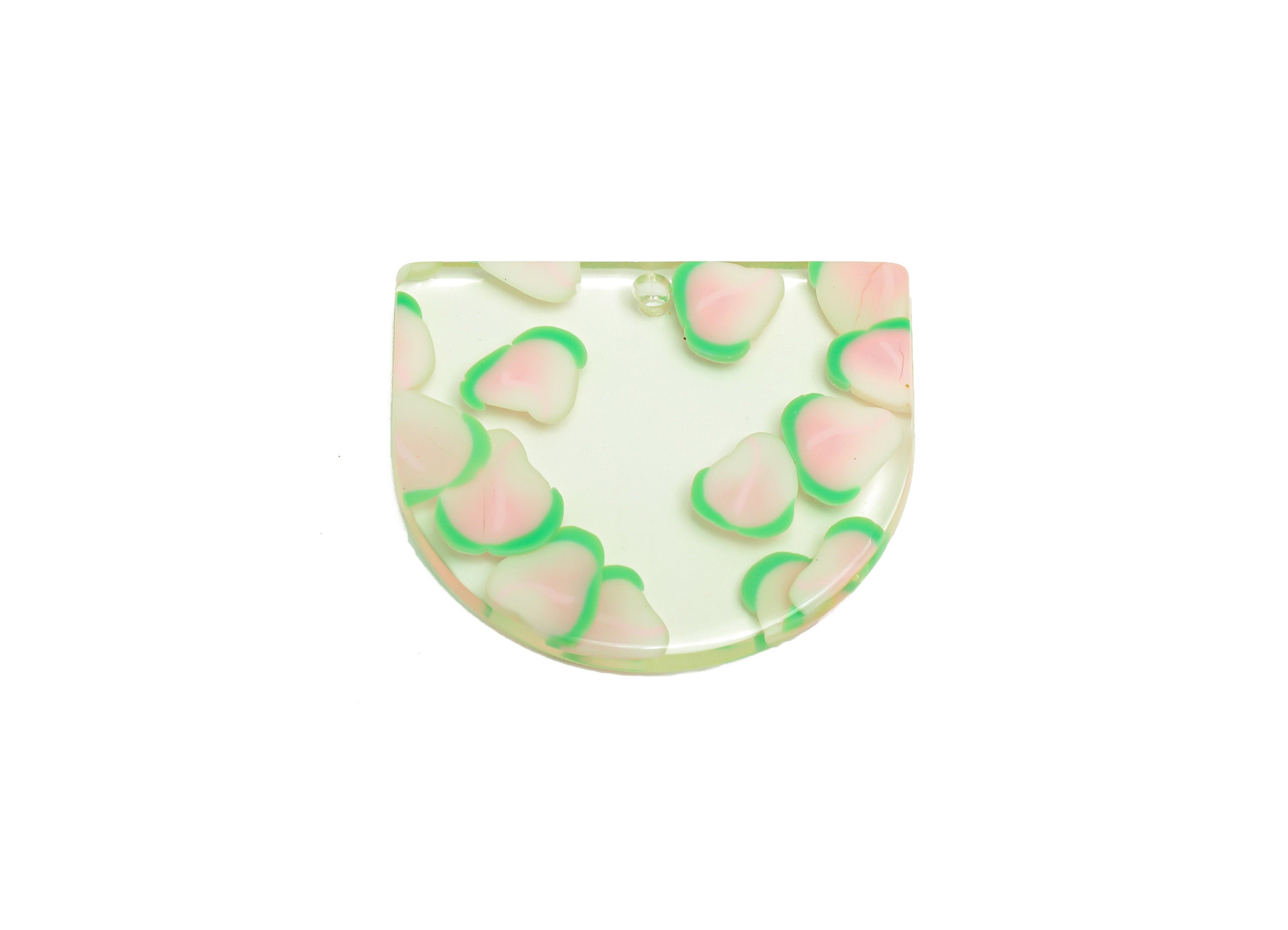 Acrylic D Earring Charms - Acrylic Transparent Domed Pendant - Domed Charm - Color Code: A1020 - 33.48x29x2mm - AC1094-A1020 - DOMEDBAZAAR