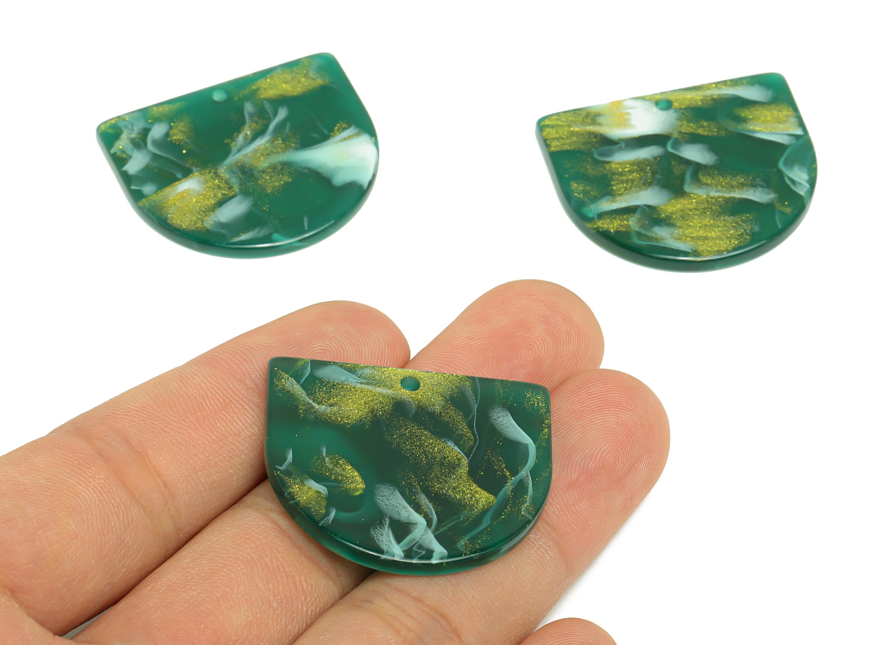 Acrylic D Earring Charms - Acrylic Rainbow Pendant - Acrylic Domed Earring Charm - Color Code: A1024 - 33x29x2mm - AC1094-A1024 - DOMEDBAZAAR