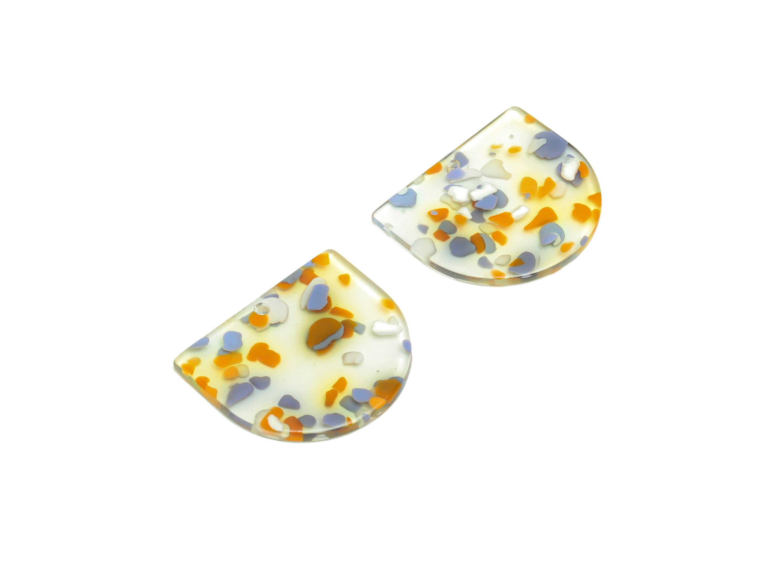 Acrylic D Earring Charms - Acrylic Rainbow Transparent Domed Pendant - Domed Charm - Color Code: A1018 - 33.48x29x2mm - AC1094-A1018 - DOMEDBAZAAR